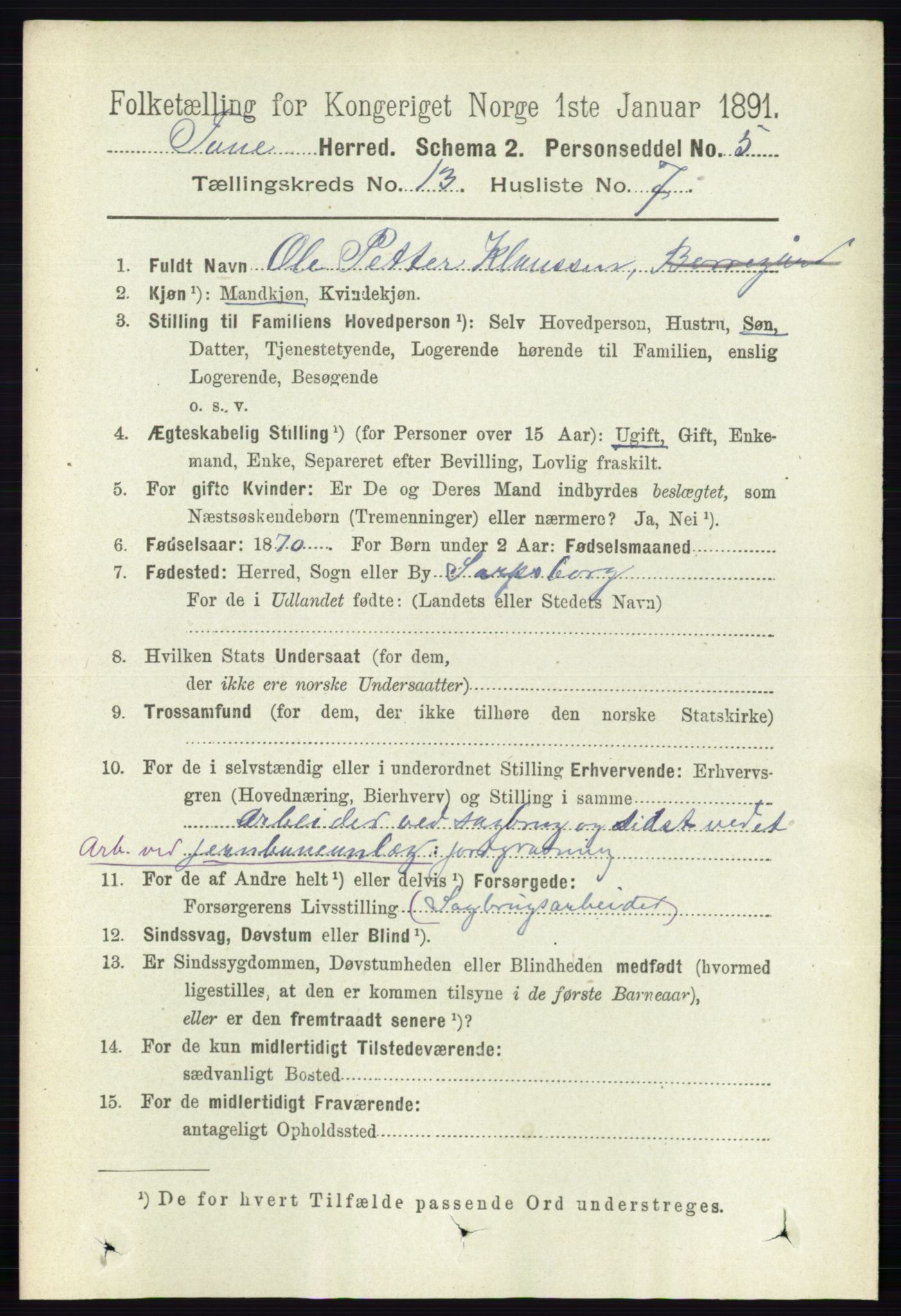 RA, 1891 census for 0130 Tune, 1891, p. 7631