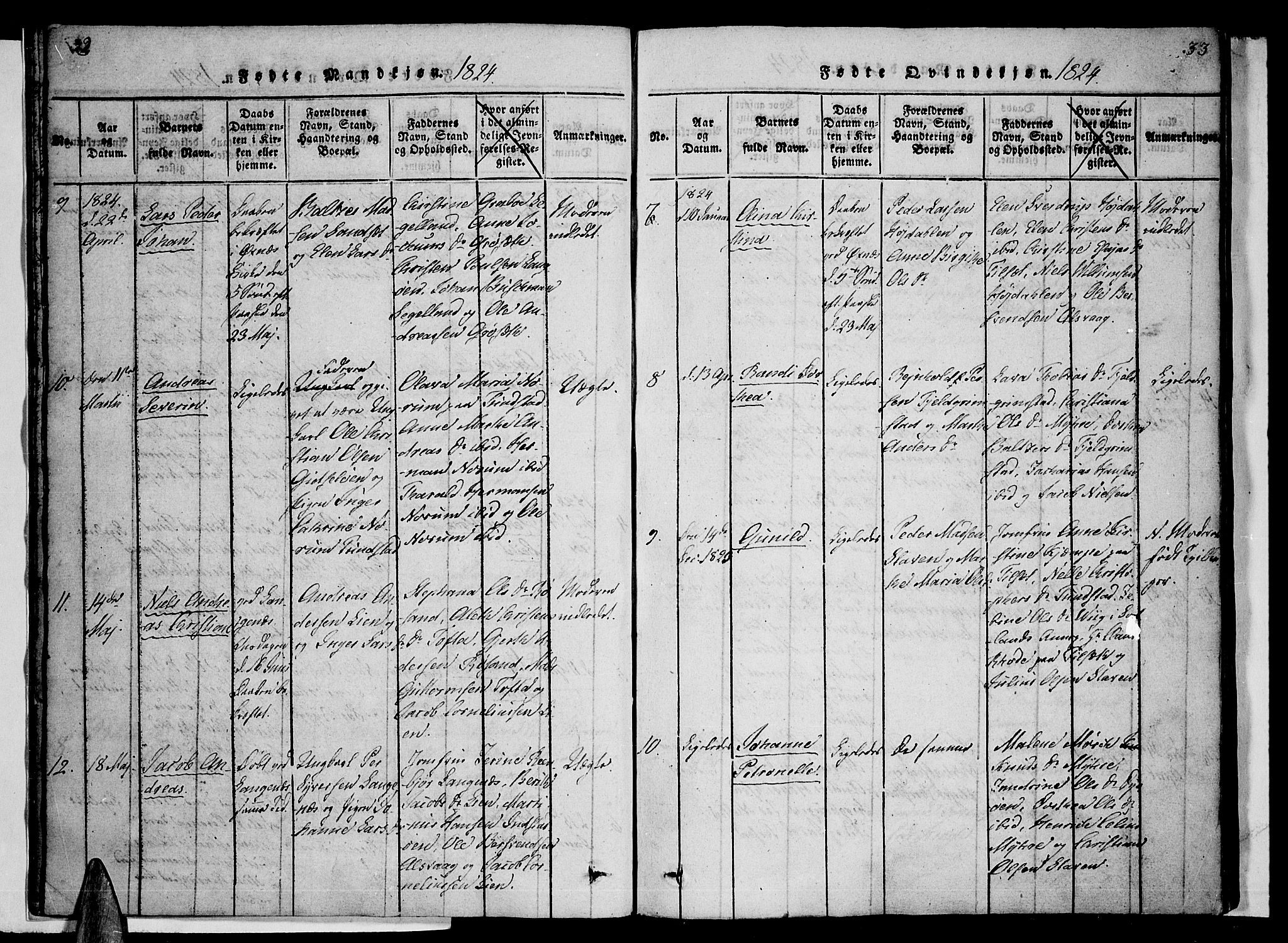 Ministerialprotokoller, klokkerbøker og fødselsregistre - Nordland, AV/SAT-A-1459/893/L1331: Parish register (official) no. 893A04, 1820-1840, p. 32-33