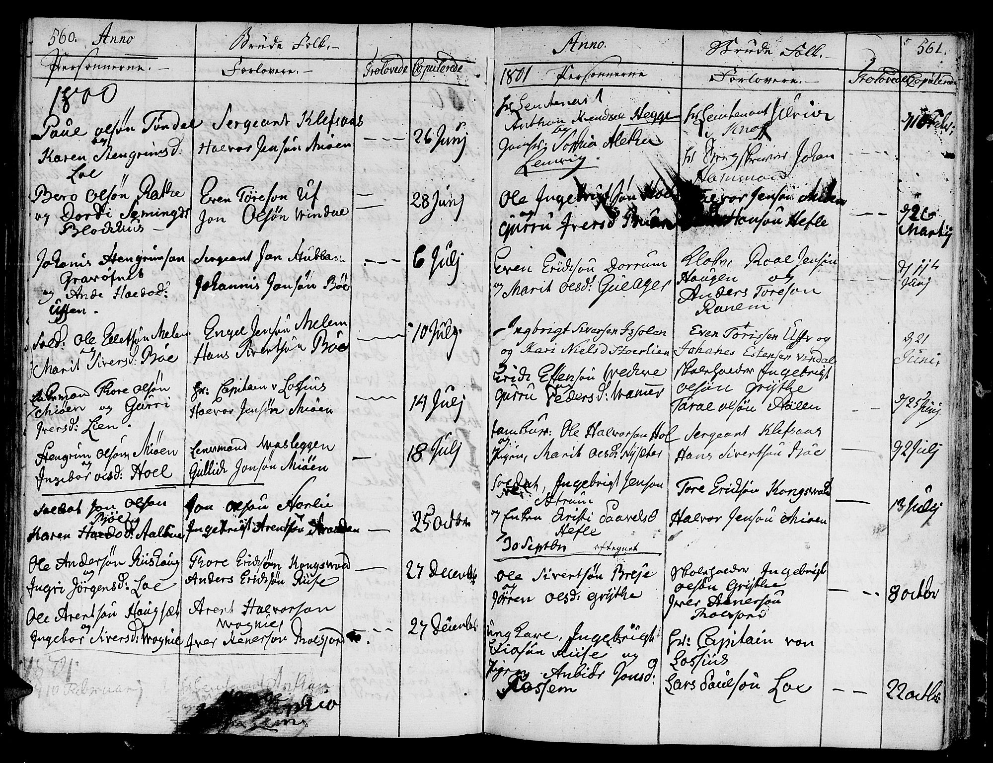 Ministerialprotokoller, klokkerbøker og fødselsregistre - Sør-Trøndelag, SAT/A-1456/678/L0893: Parish register (official) no. 678A03, 1792-1805, p. 560-561