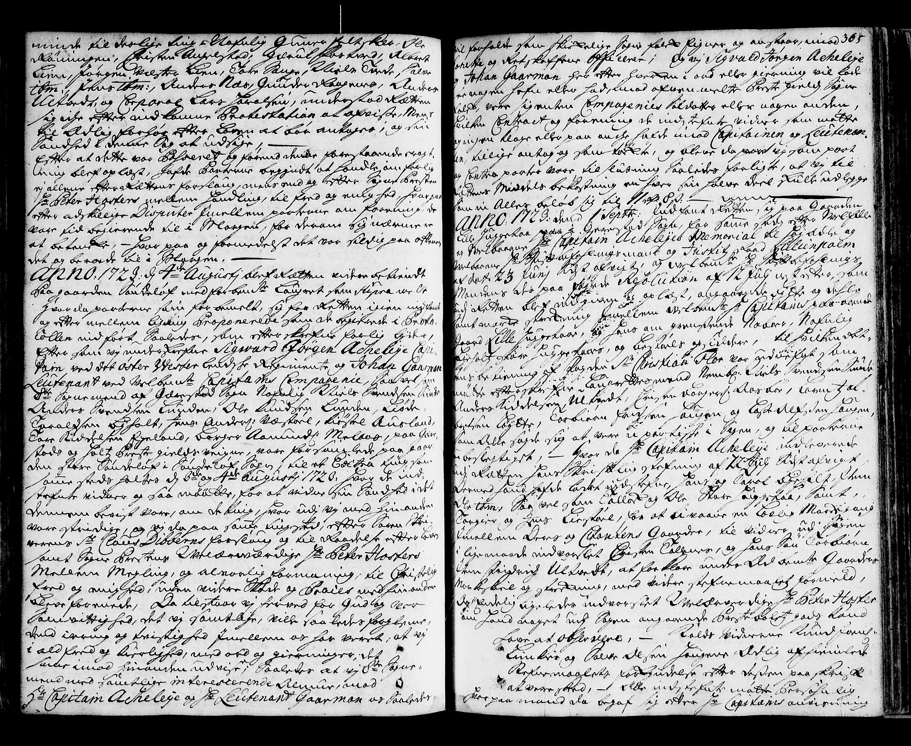 Nedenes sorenskriveri før 1824, SAK/1221-0007/F/Fa/L0019: Tingbok uten register nr 14, 1720-1724, p. 364b-365a
