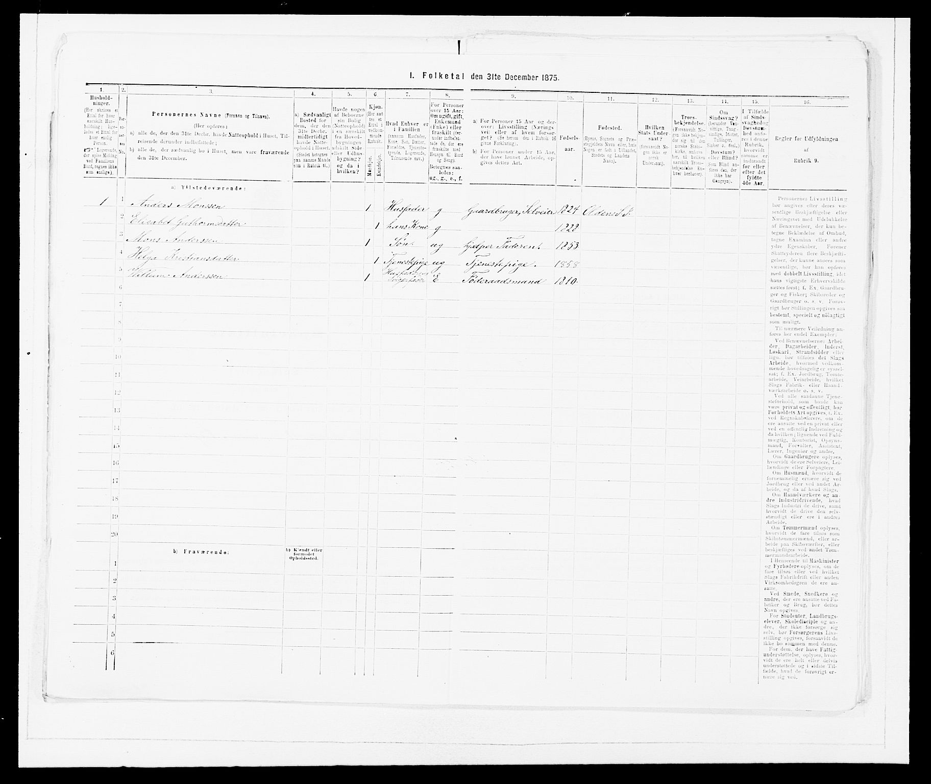 SAB, 1875 Census for 1447P Innvik, 1875, p. 719