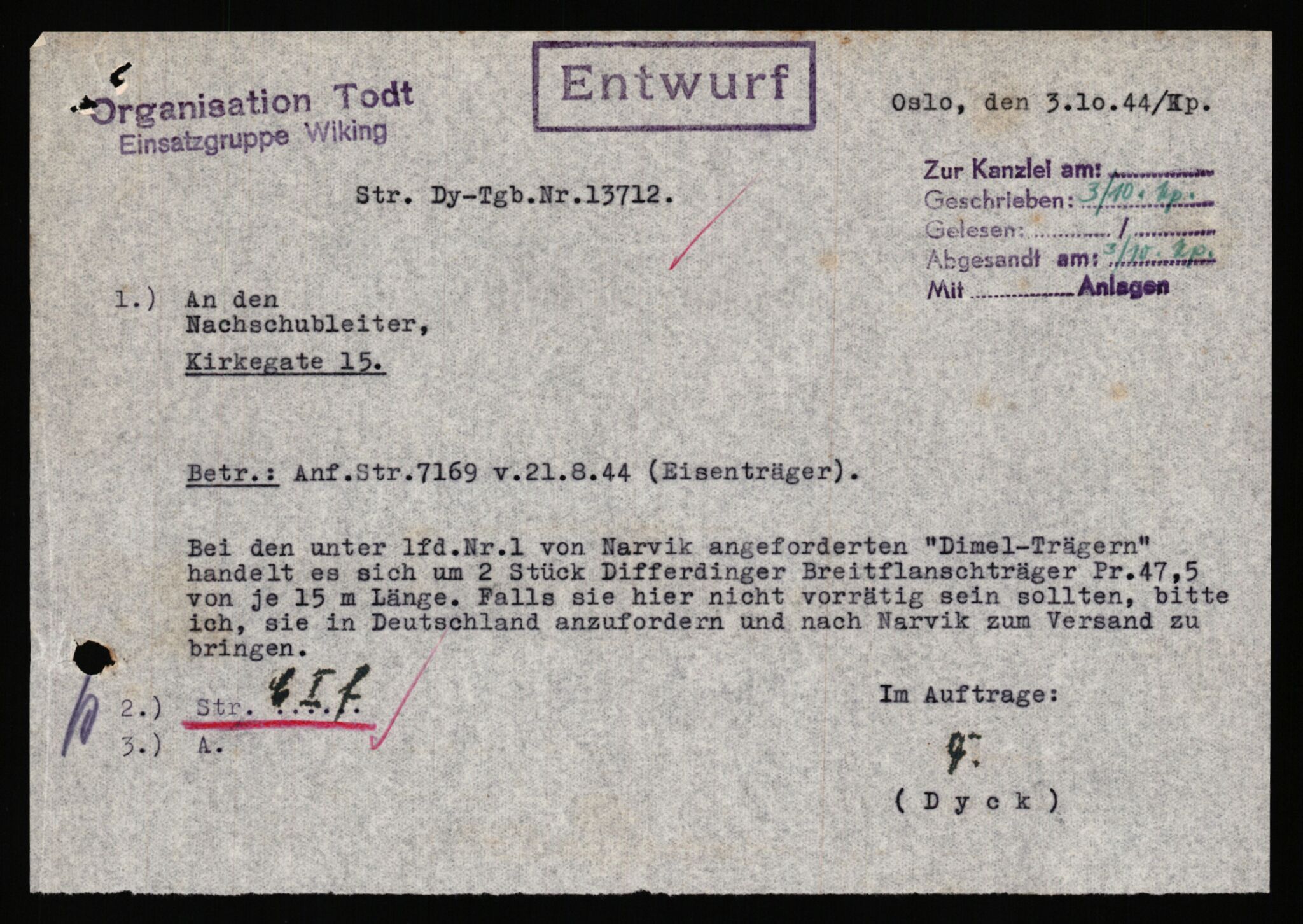 Tyske arkiver, Organisation Todt (OT), Einsatzgruppe Wiking, AV/RA-RAFA-2188/1/E/E2/E2d/L0023: Fähren und Anlegen, 1942-1944, p. 38