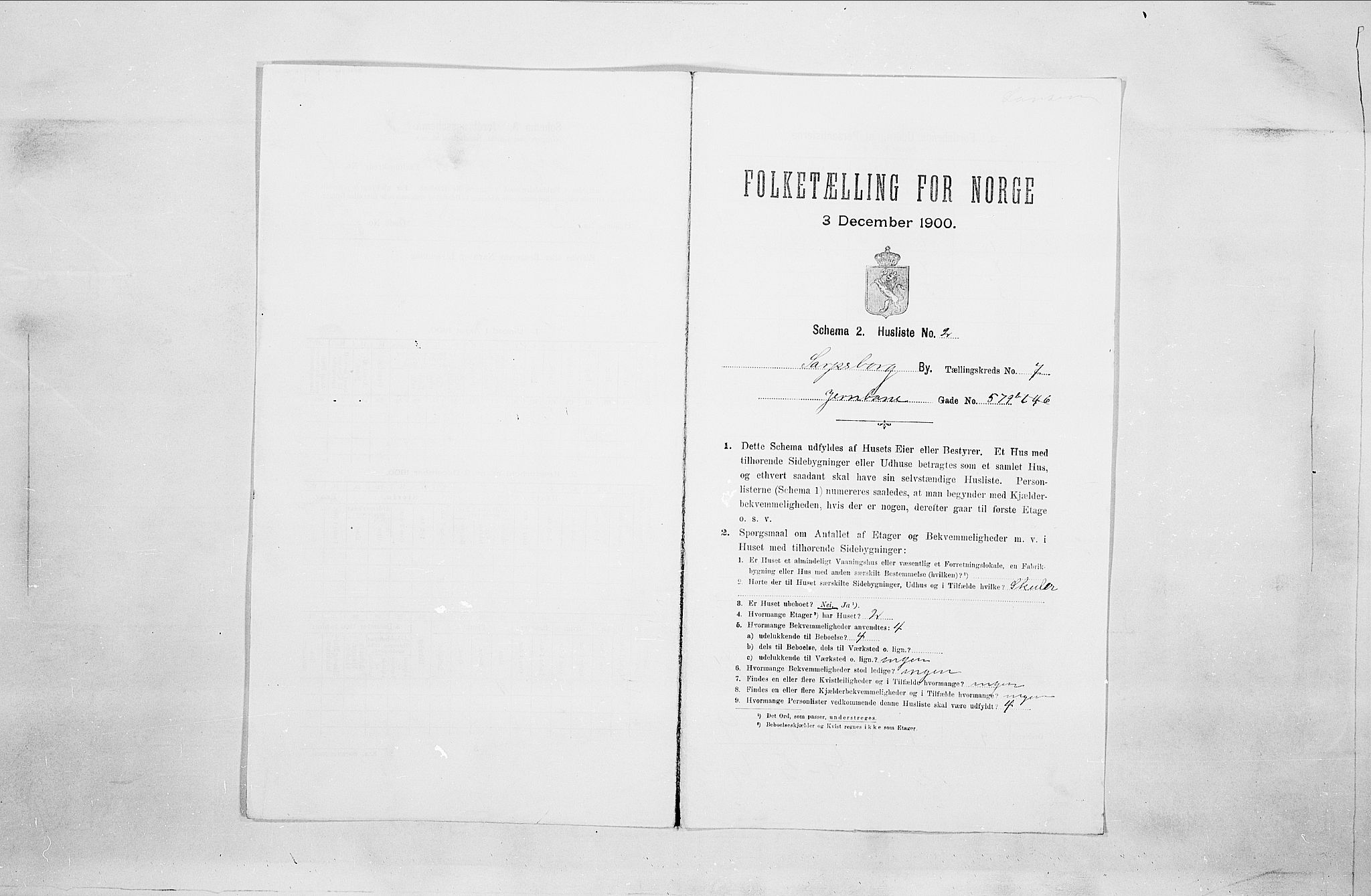 SAO, 1900 census for Sarpsborg, 1900