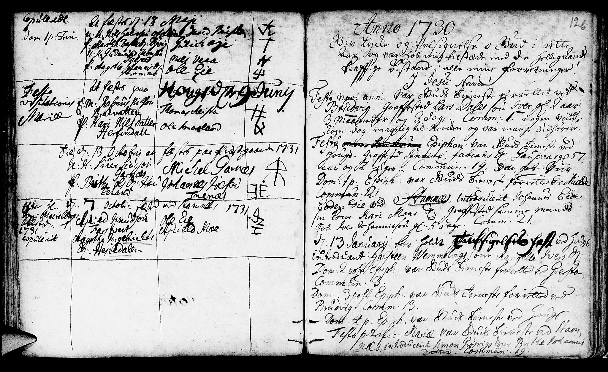 Haus sokneprestembete, AV/SAB-A-75601/H/Haa: Parish register (official) no. A 4, 1723-1733, p. 126