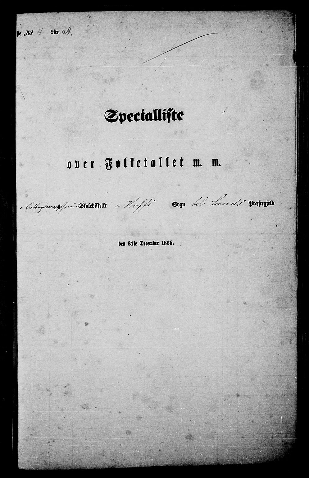 RA, 1865 census for Land, 1865, p. 342