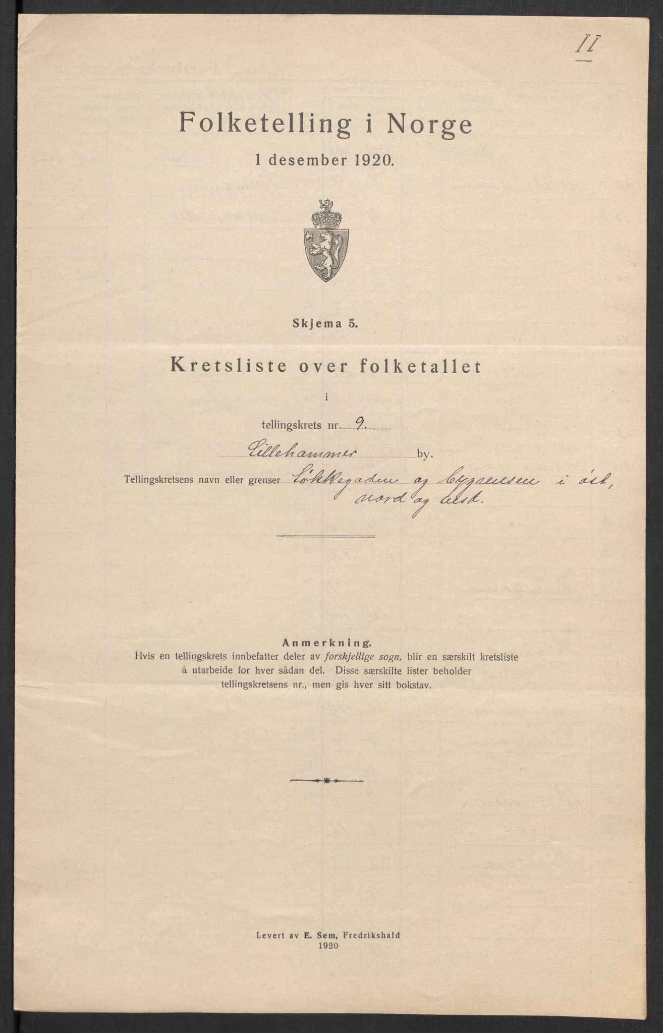 SAH, 1920 census for Lillehammer, 1920, p. 33