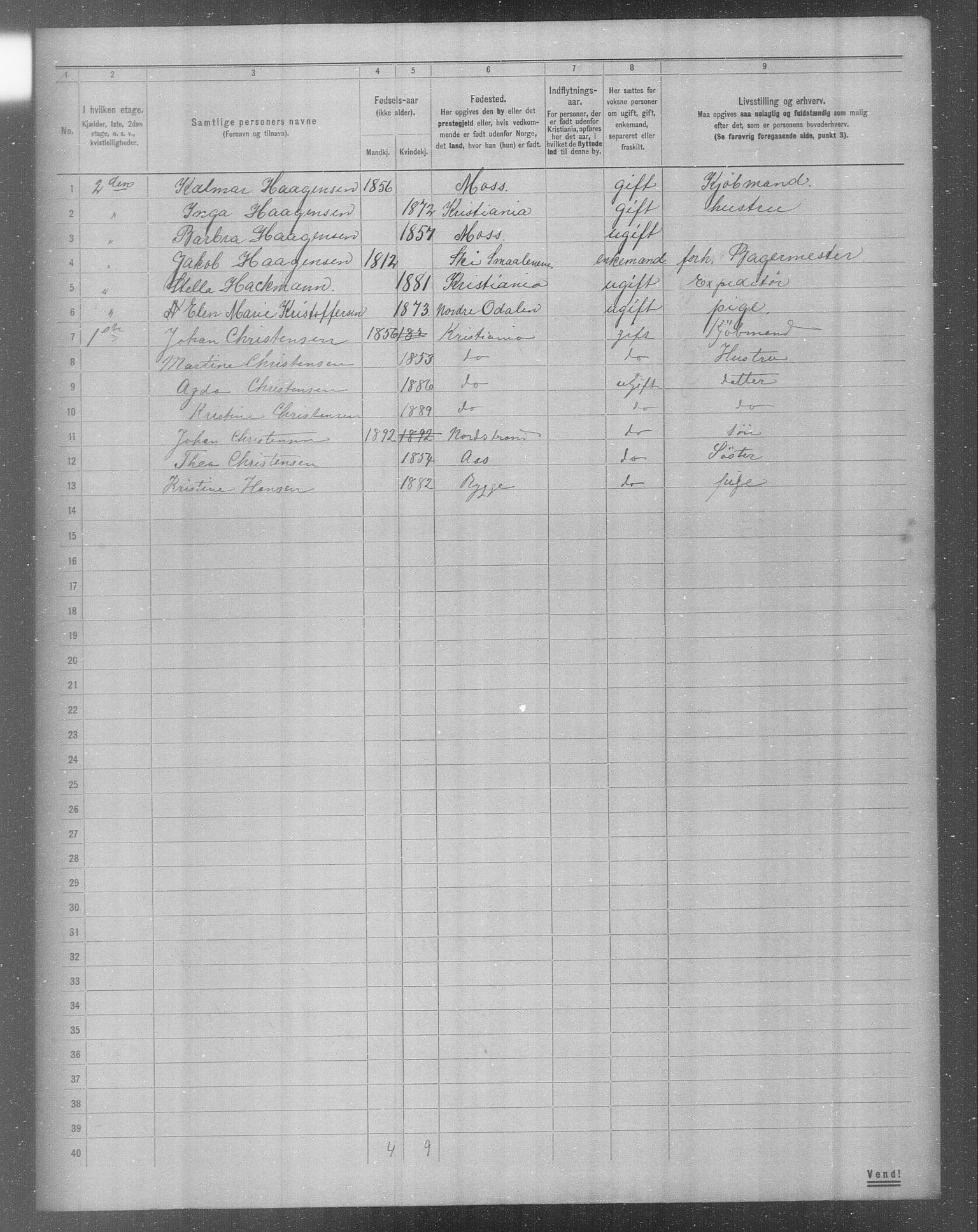 OBA, Municipal Census 1904 for Kristiania, 1904, p. 16134