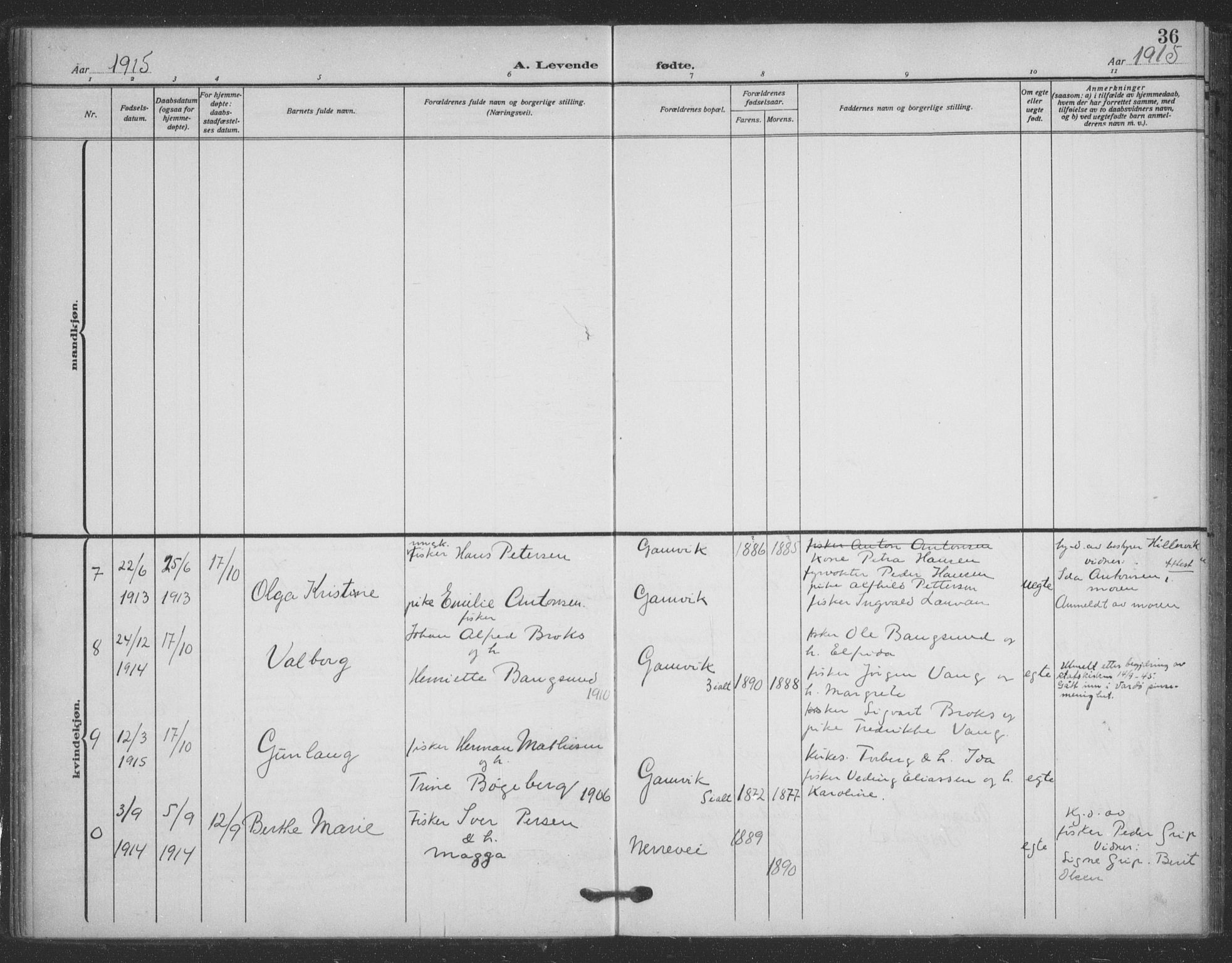 Tana sokneprestkontor, AV/SATØ-S-1334/H/Ha/L0008kirke: Parish register (official) no. 8, 1908-1920, p. 36