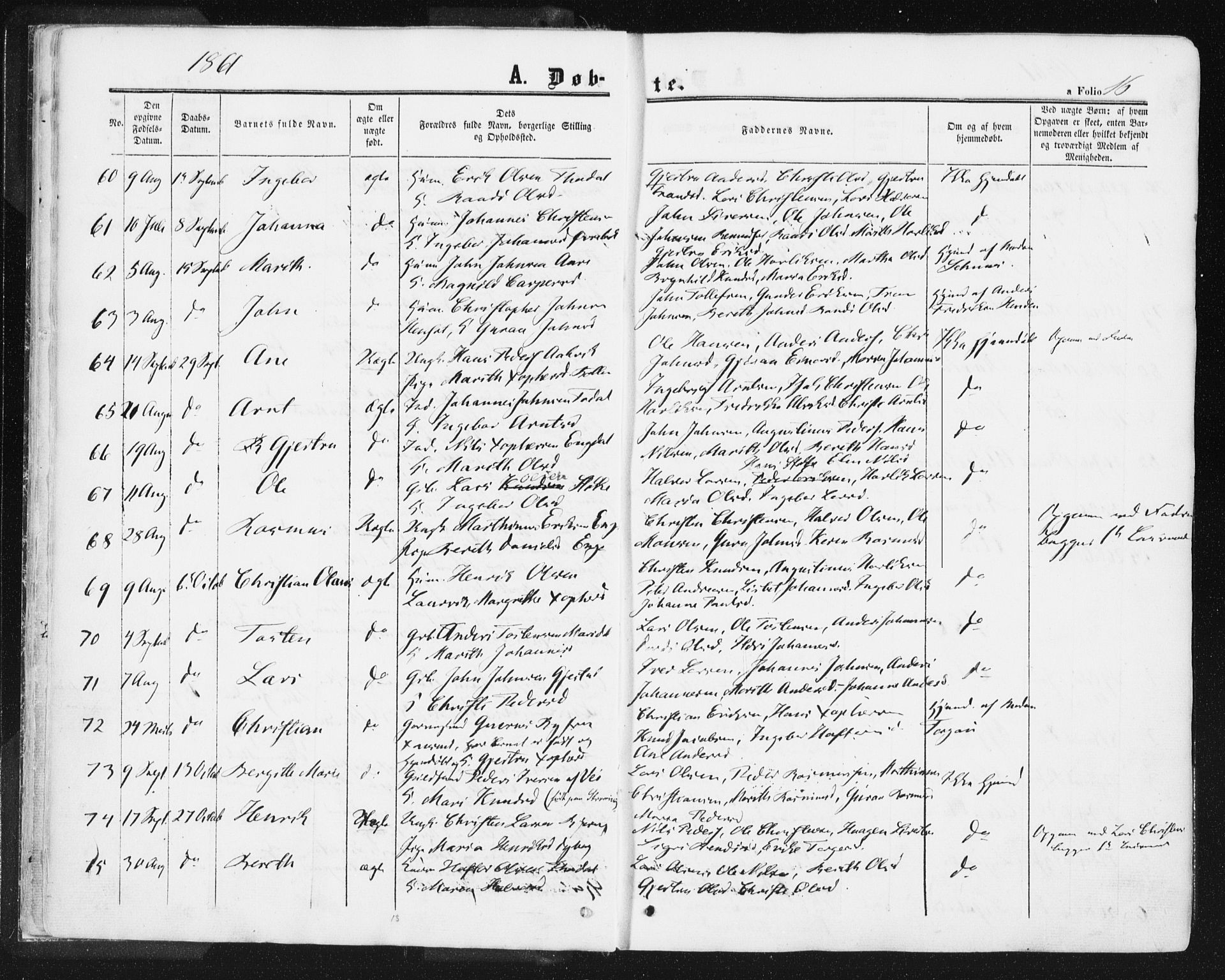 Ministerialprotokoller, klokkerbøker og fødselsregistre - Møre og Romsdal, AV/SAT-A-1454/578/L0905: Parish register (official) no. 578A04, 1859-1877, p. 16