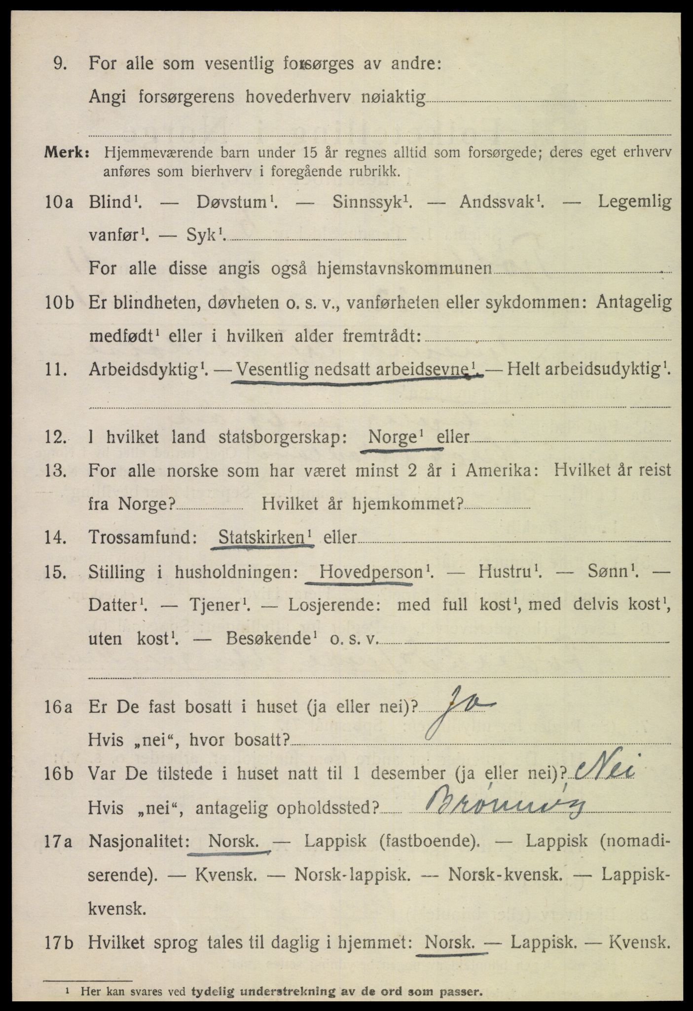 SAT, 1920 census for Tjøtta, 1920, p. 4696