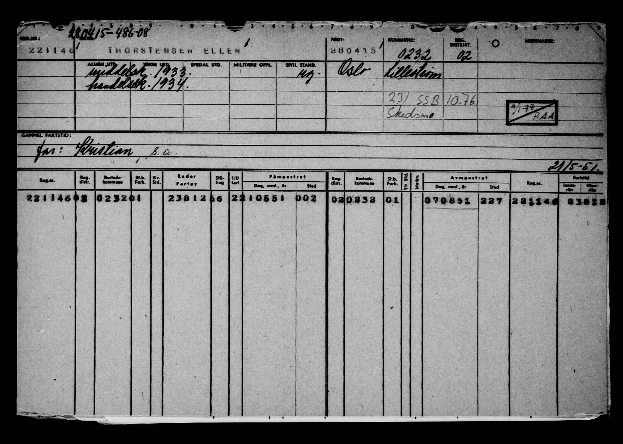 Direktoratet for sjømenn, RA/S-3545/G/Gb/L0129: Hovedkort, 1915, p. 381