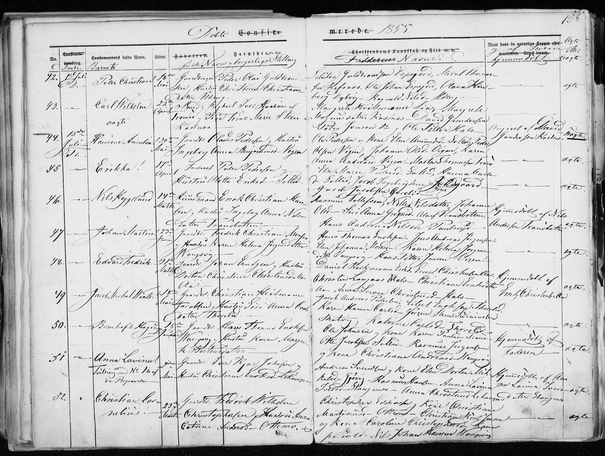 Tranøy sokneprestkontor, AV/SATØ-S-1313/I/Ia/Iaa/L0006kirke: Parish register (official) no. 6, 1844-1855, p. 158