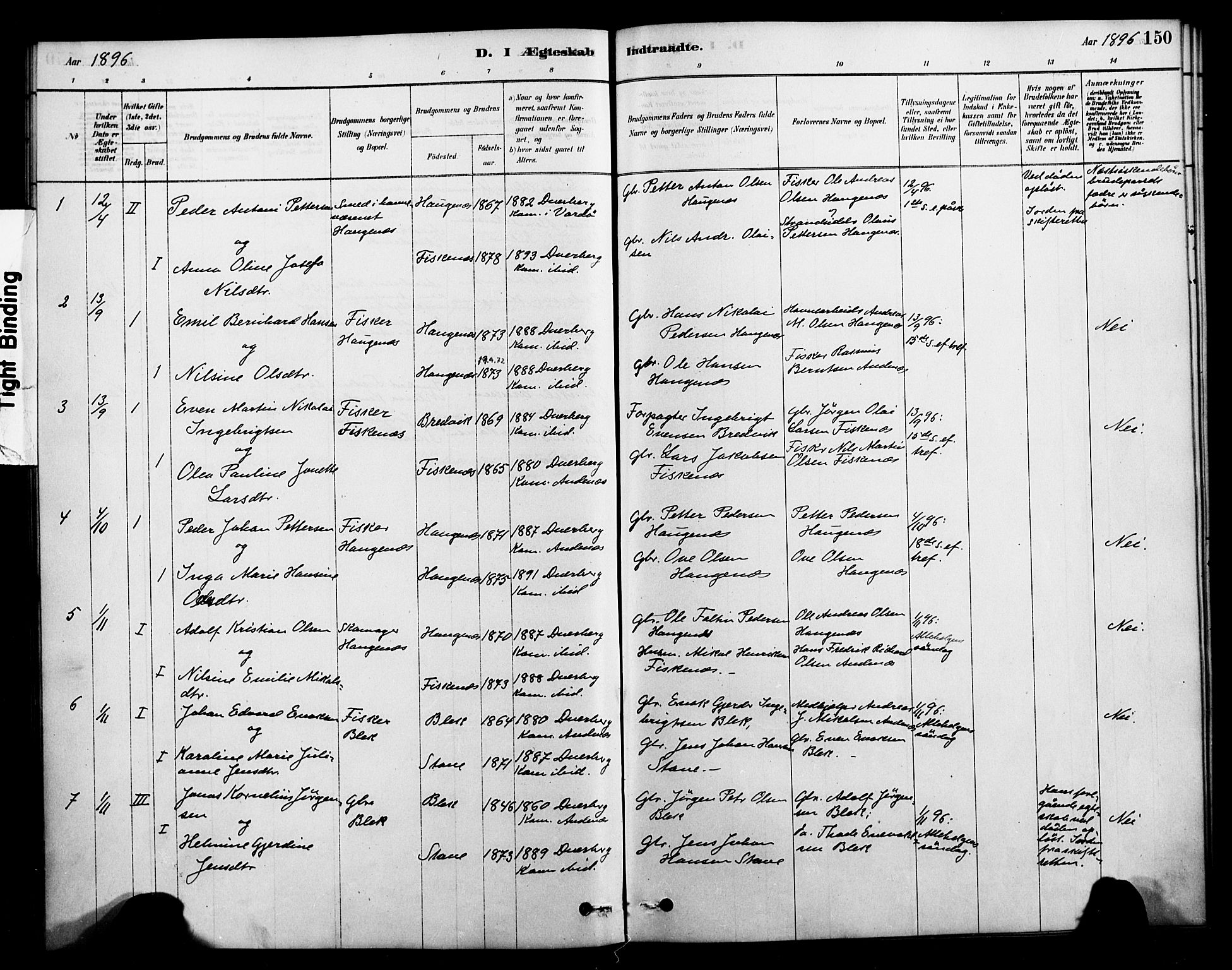 Ministerialprotokoller, klokkerbøker og fødselsregistre - Nordland, SAT/A-1459/899/L1436: Parish register (official) no. 899A04, 1881-1896, p. 150
