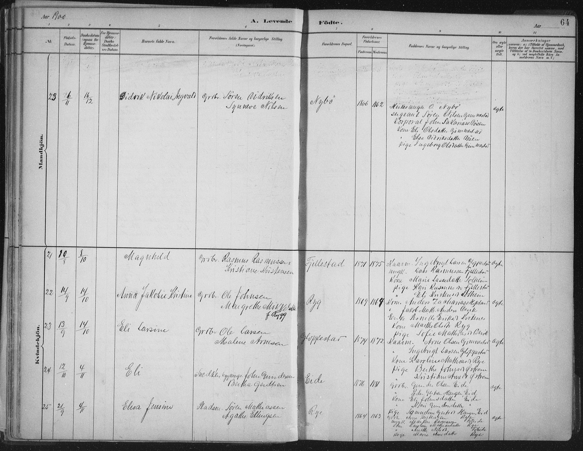 Gloppen sokneprestembete, AV/SAB-A-80101/H/Haa/Haab/L0001: Parish register (official) no. B  1, 1885-1905, p. 64