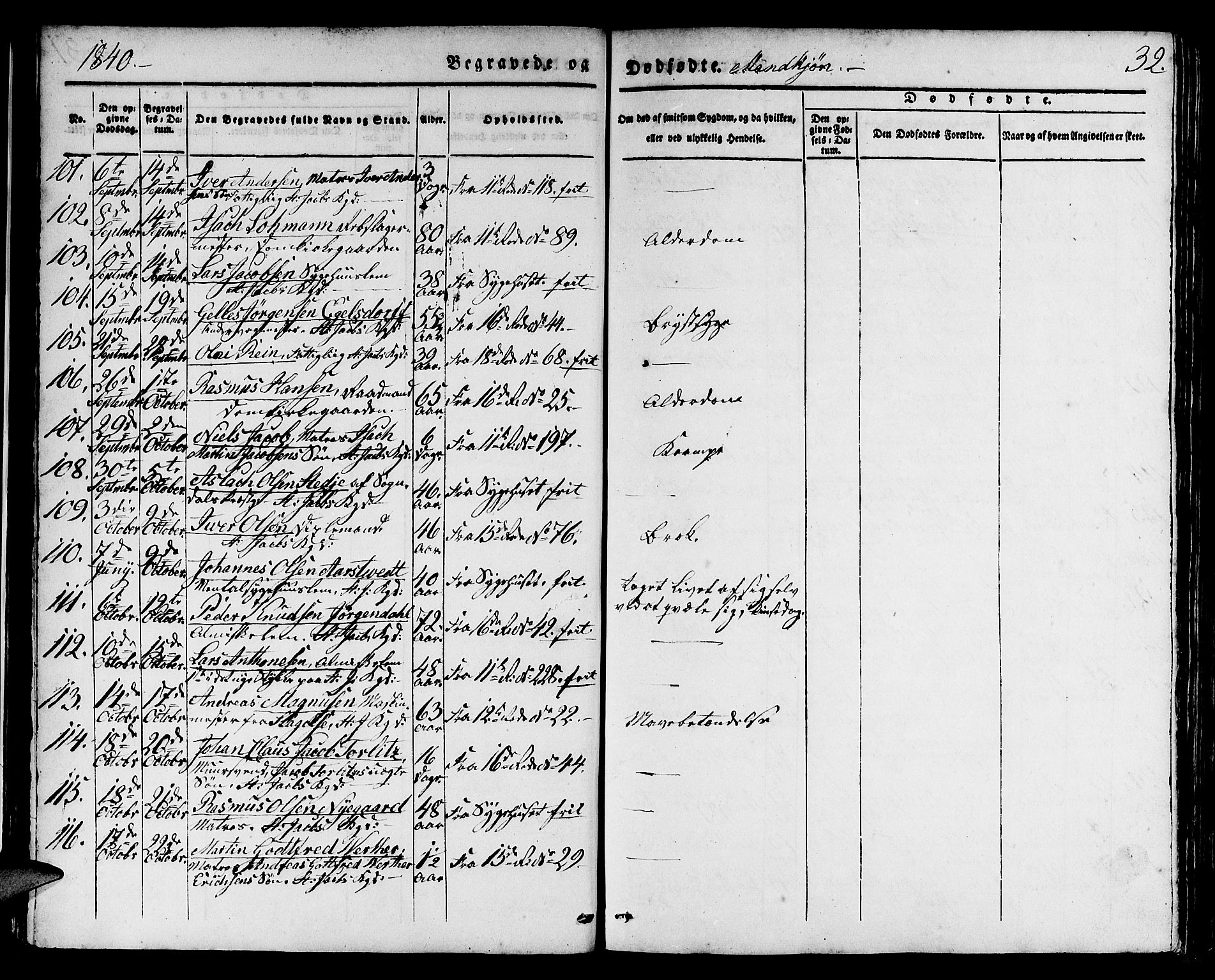 Domkirken sokneprestembete, AV/SAB-A-74801/H/Hab/L0037: Parish register (copy) no. E 1, 1836-1848, p. 32