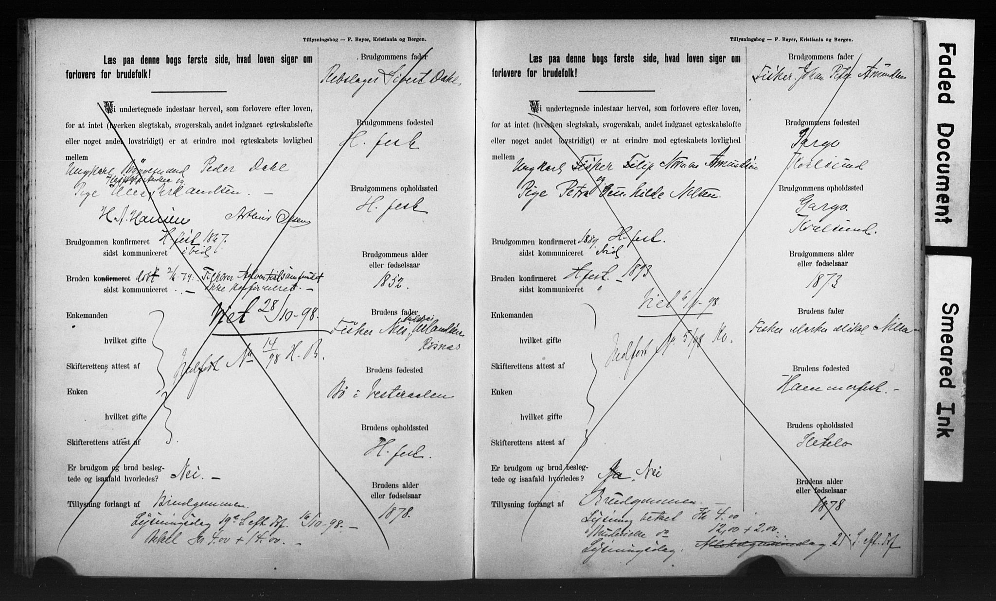 Hammerfest sokneprestkontor, AV/SATØ-S-1347/I/Ib/L0070/0004: Banns register no. 70.4, 1896-1899