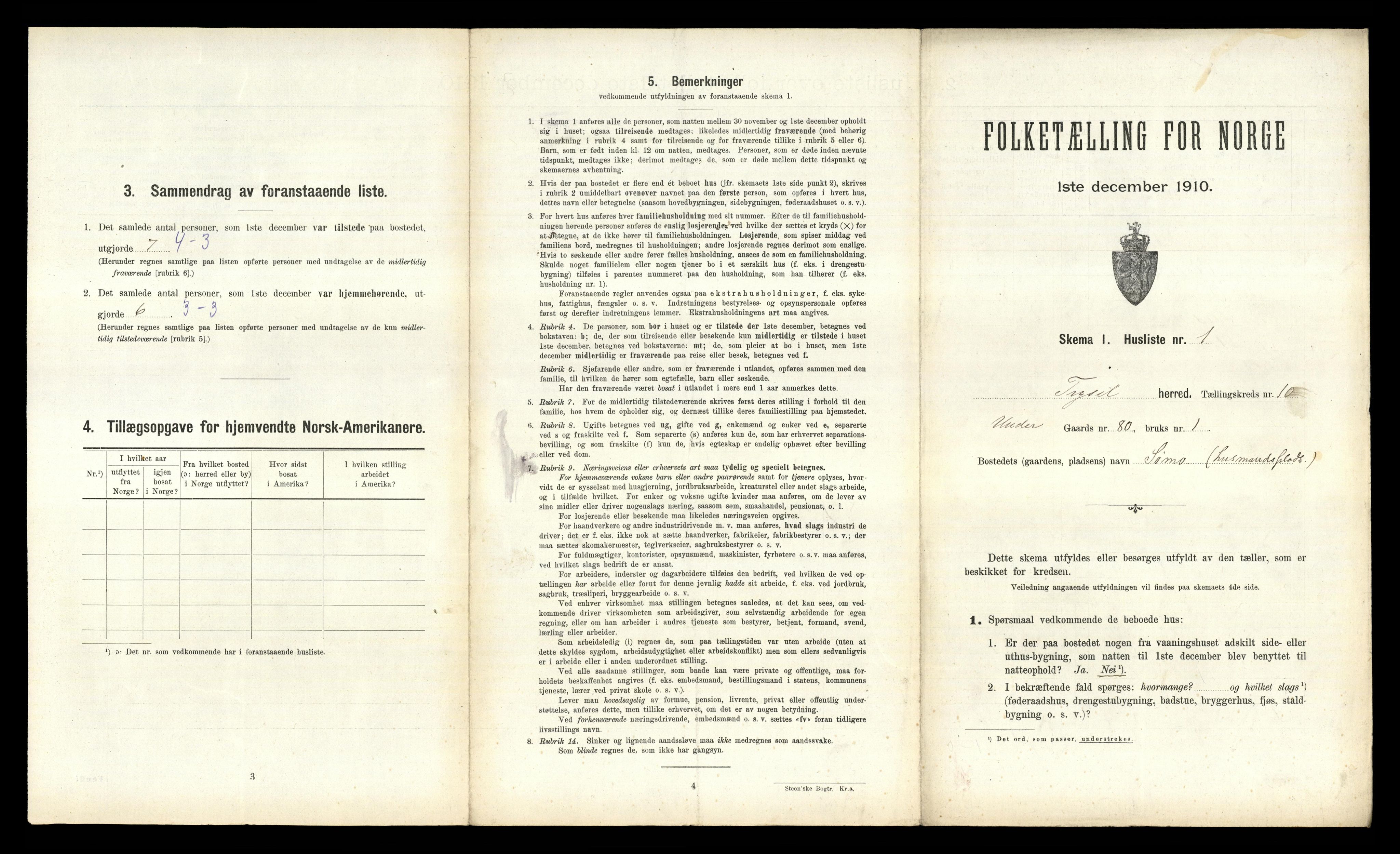 RA, 1910 census for Trysil, 1910, p. 1195