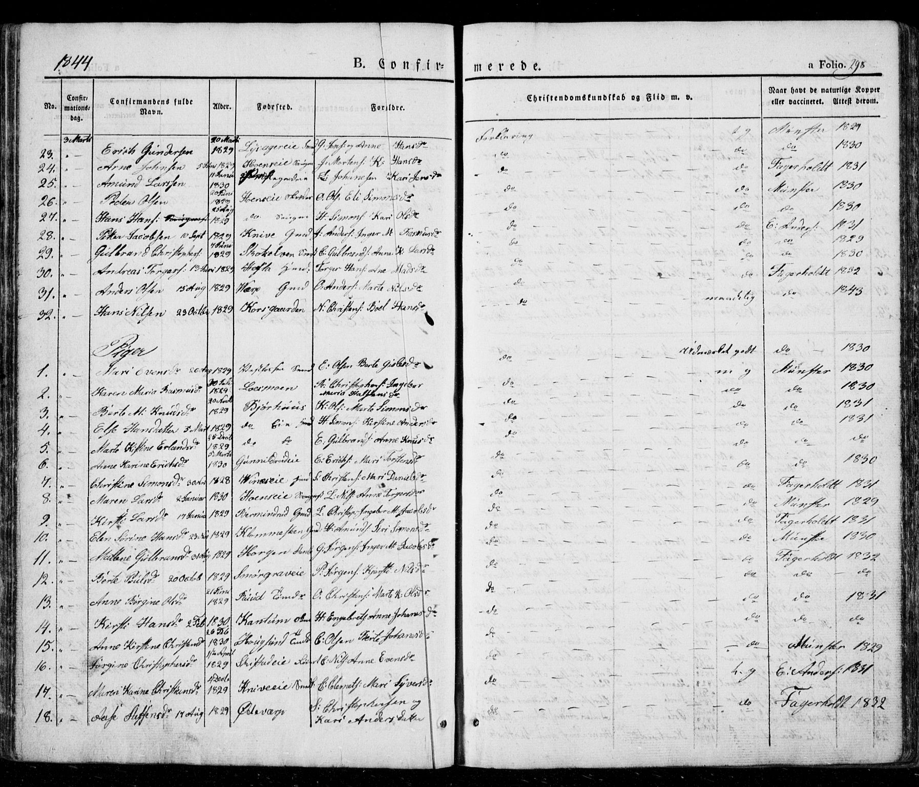 Eiker kirkebøker, AV/SAKO-A-4/G/Ga/L0002: Parish register (copy) no. I 2, 1832-1856, p. 298