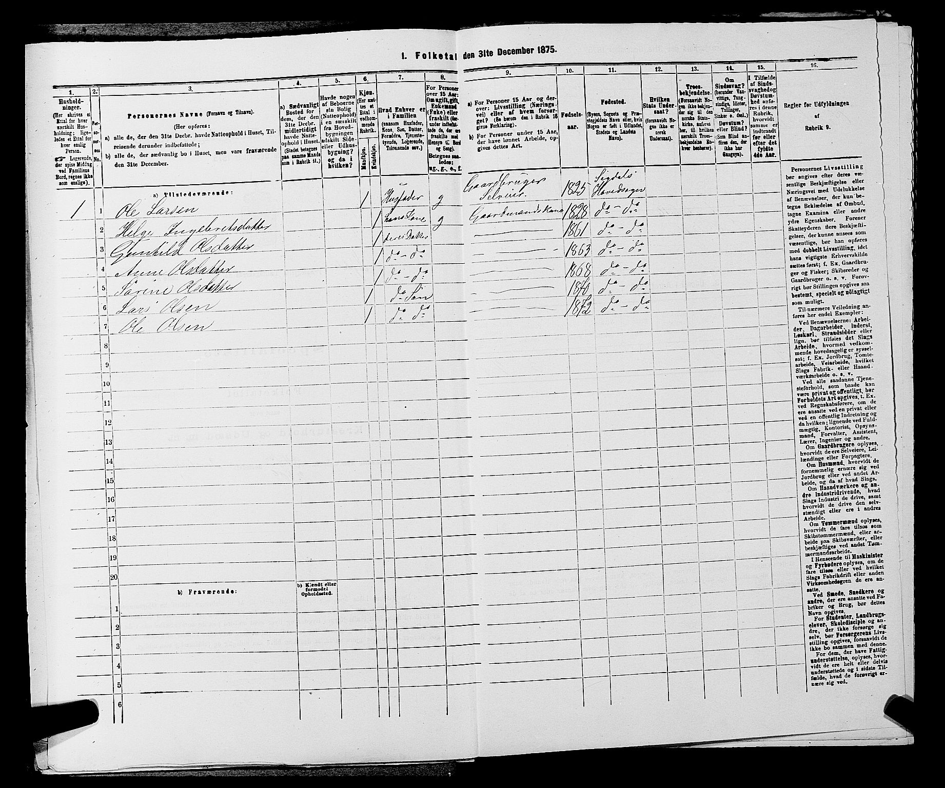 SAKO, 1875 census for 0621P Sigdal, 1875, p. 1133