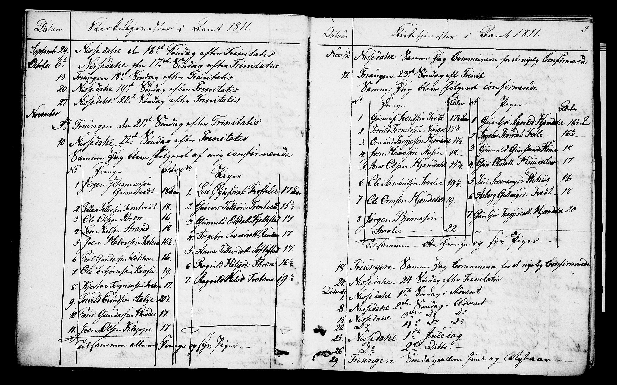 Nissedal kirkebøker, AV/SAKO-A-288/F/Fa/L0001: Parish register (official) no. I 1, 1811-1814, p. 3