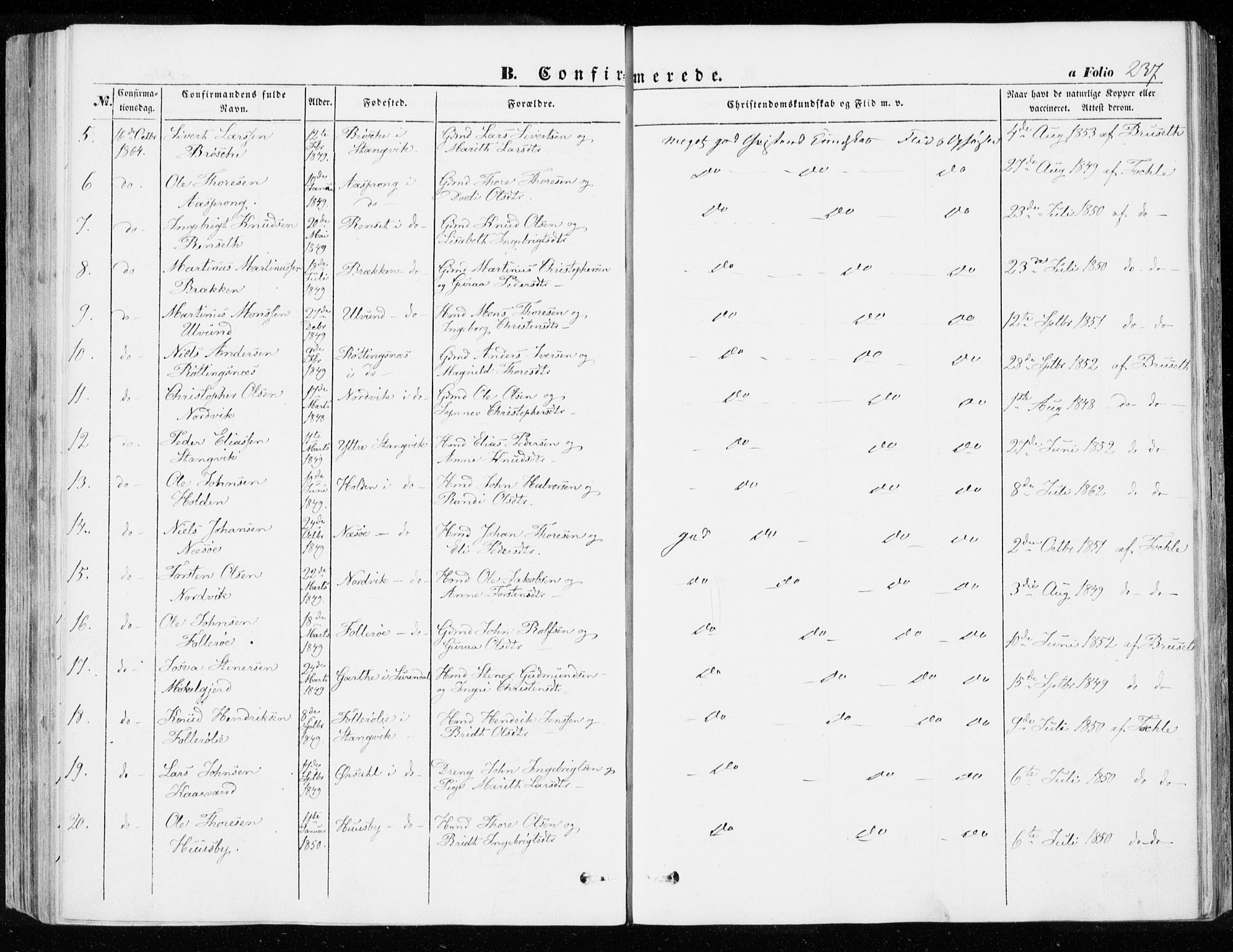 Ministerialprotokoller, klokkerbøker og fødselsregistre - Møre og Romsdal, AV/SAT-A-1454/592/L1026: Parish register (official) no. 592A04, 1849-1867, p. 237