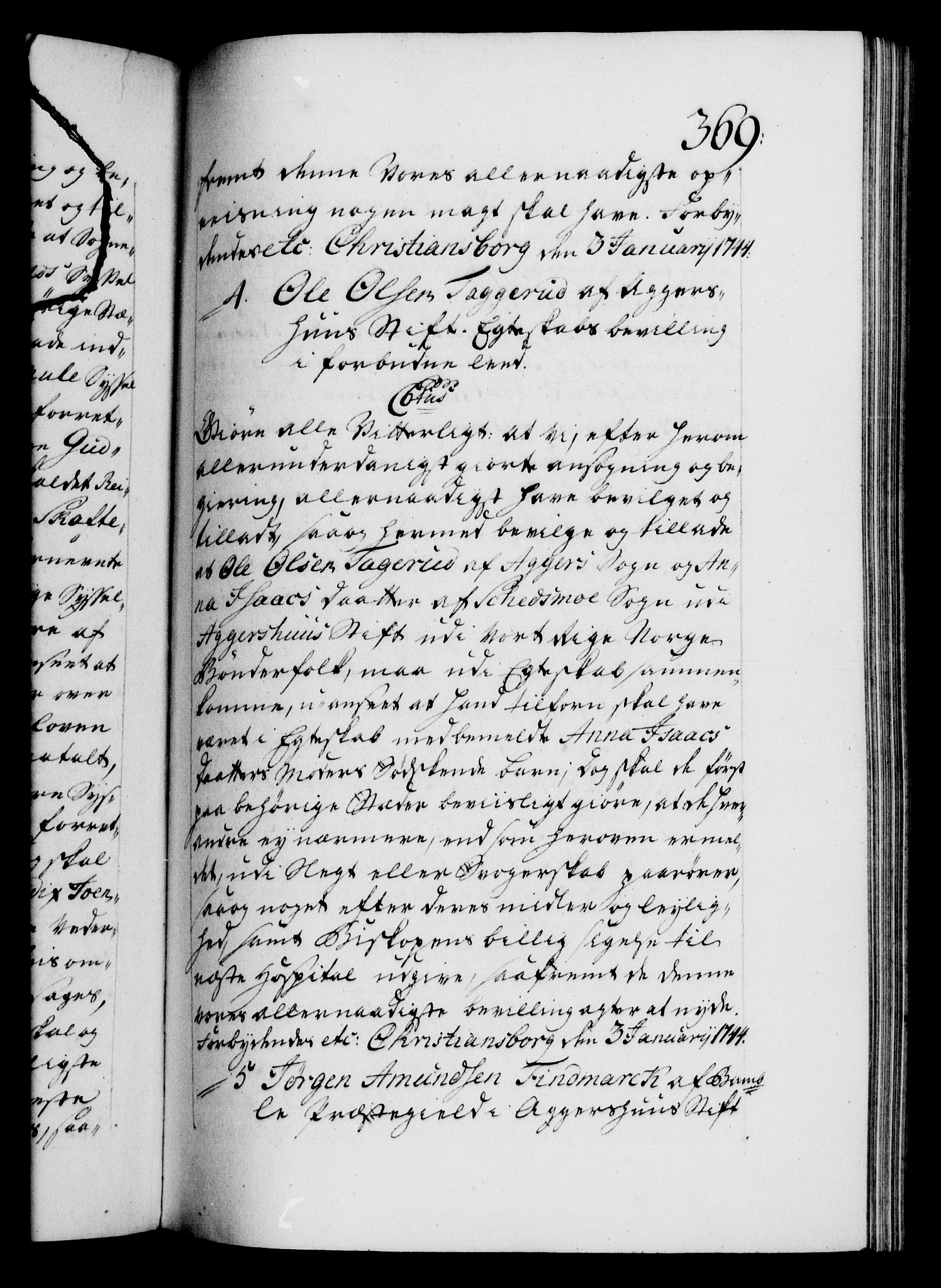 Danske Kanselli 1572-1799, AV/RA-EA-3023/F/Fc/Fca/Fcaa/L0033: Norske registre, 1743-1744, p. 369a