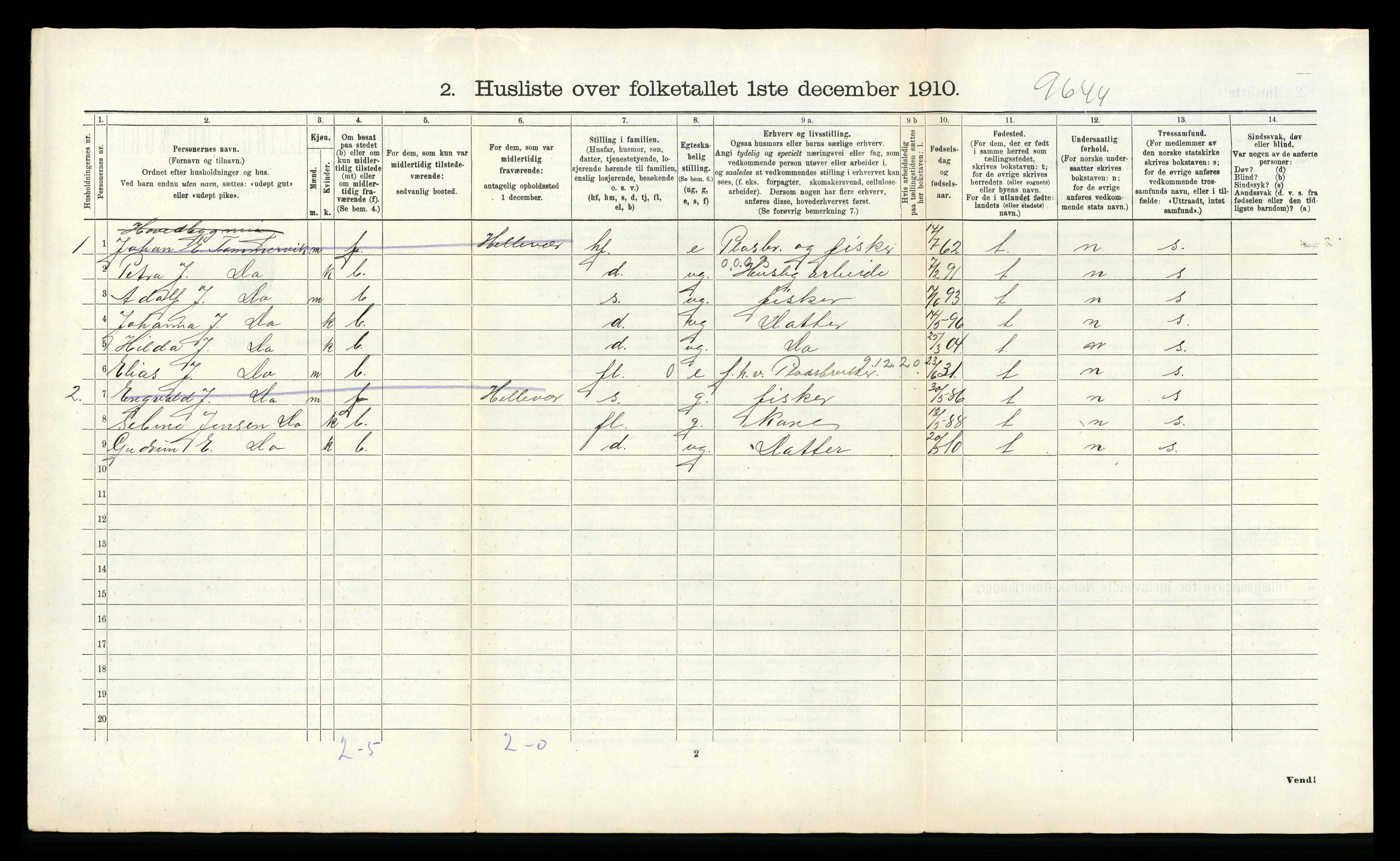 RA, 1910 census for Stamnes, 1910, p. 667