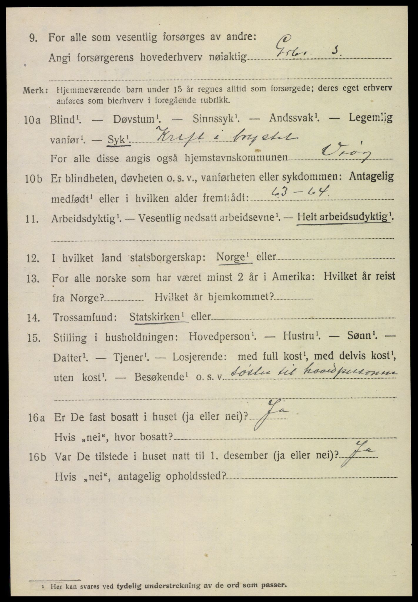 SAT, 1920 census for Veøy, 1920, p. 1448