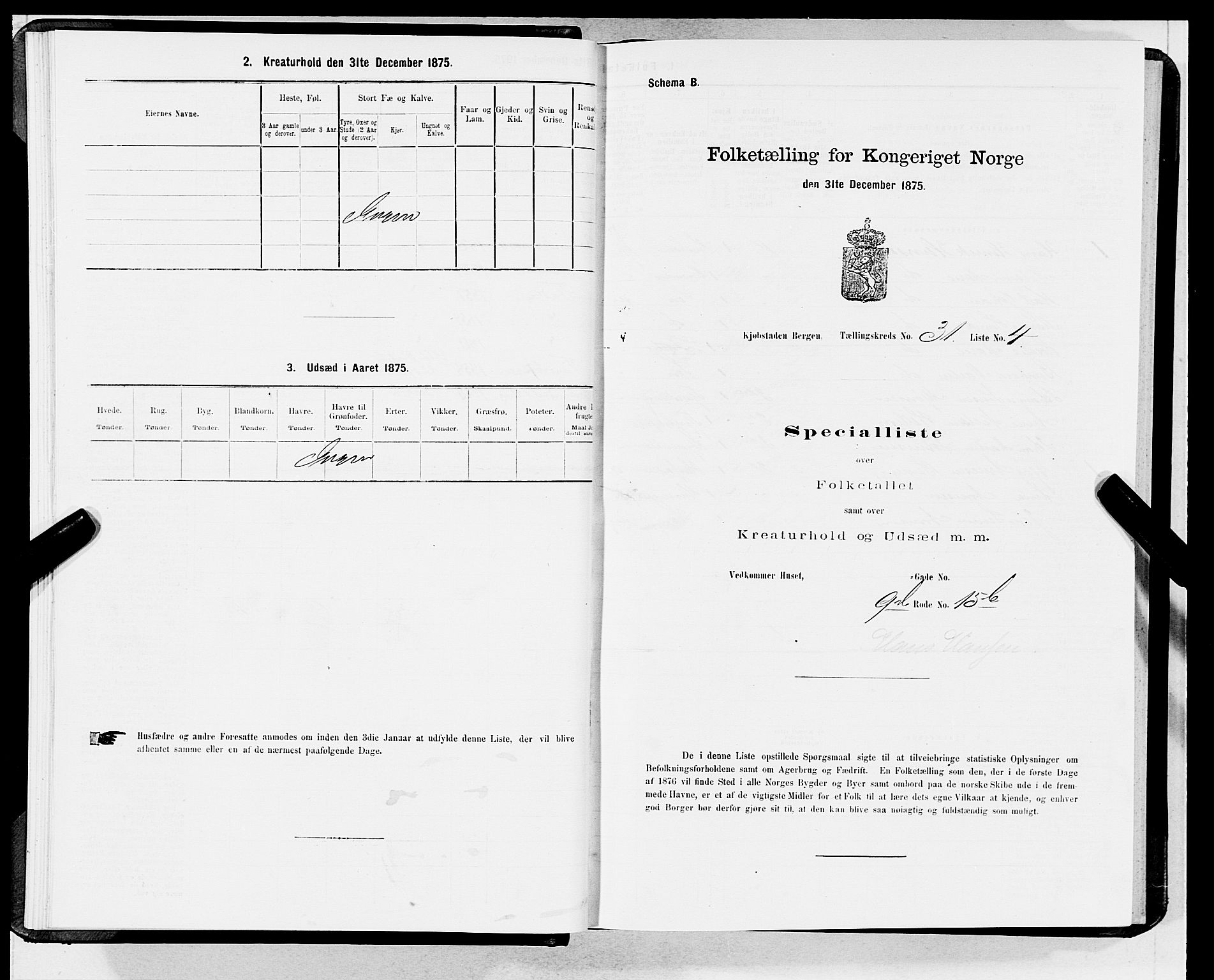 SAB, 1875 census for 1301 Bergen, 1875, p. 1577