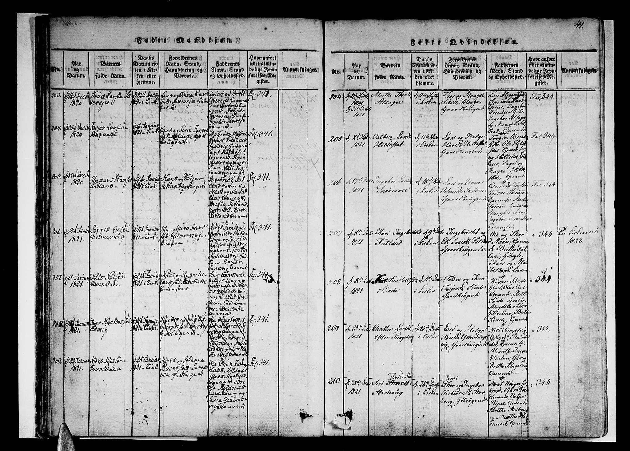 Skånevik sokneprestembete, AV/SAB-A-77801/H/Haa: Parish register (official) no. A 3, 1815-1828, p. 41