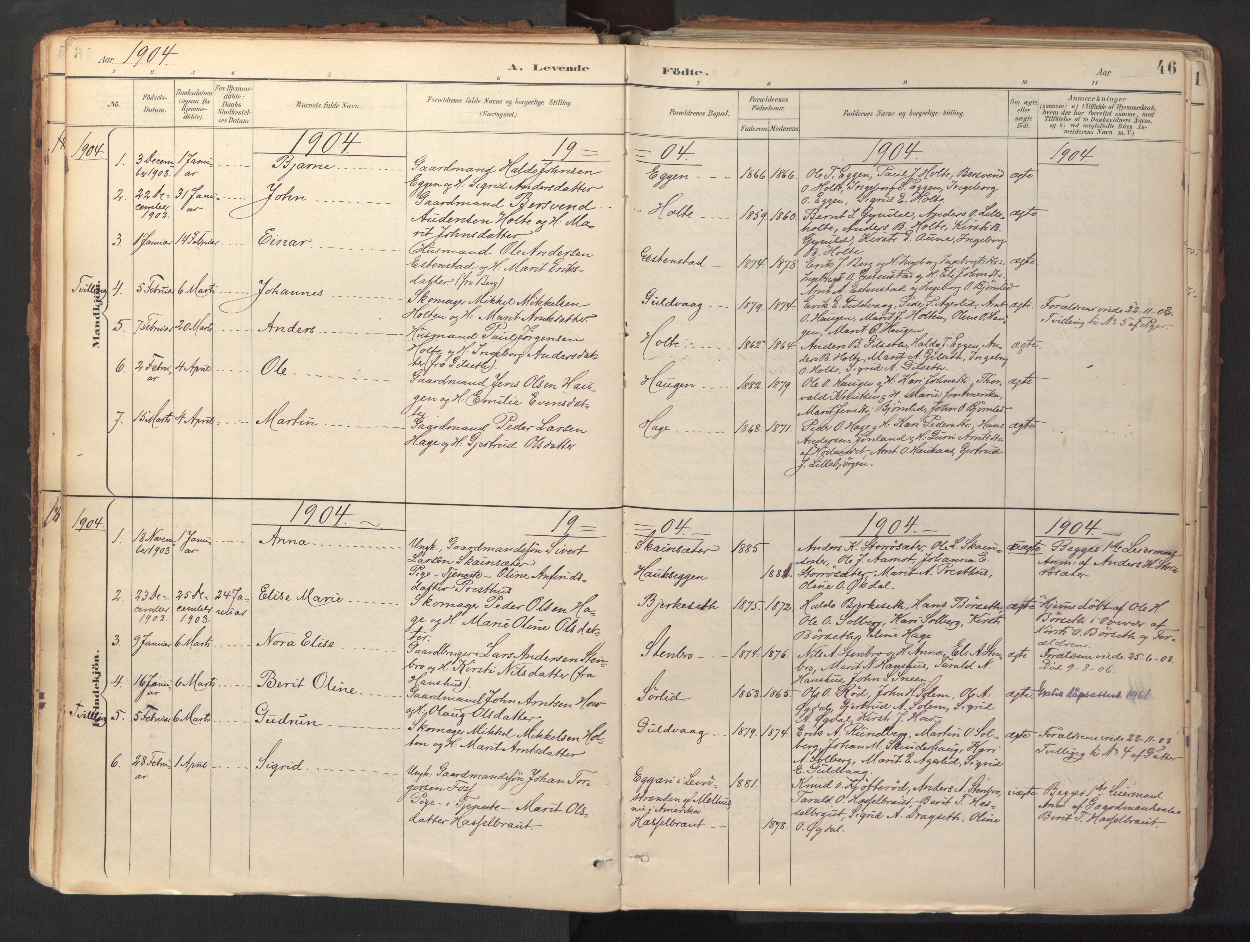 Ministerialprotokoller, klokkerbøker og fødselsregistre - Sør-Trøndelag, SAT/A-1456/689/L1041: Parish register (official) no. 689A06, 1891-1923, p. 46