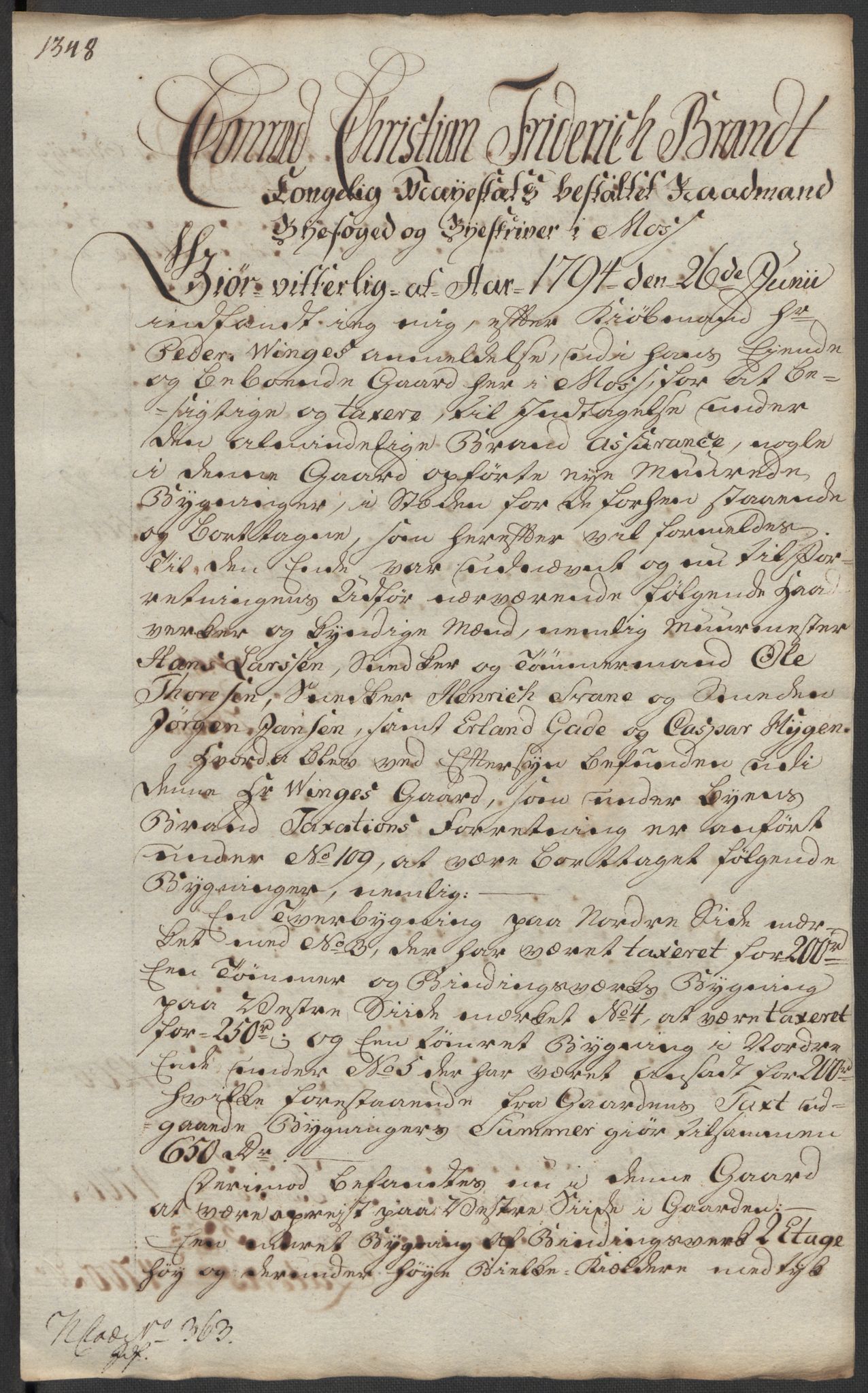 Kommersekollegiet, Brannforsikringskontoret 1767-1814, AV/RA-EA-5458/F/Fa/L0040/0006: Moss / Dokumenter, 1767-1807, p. 97