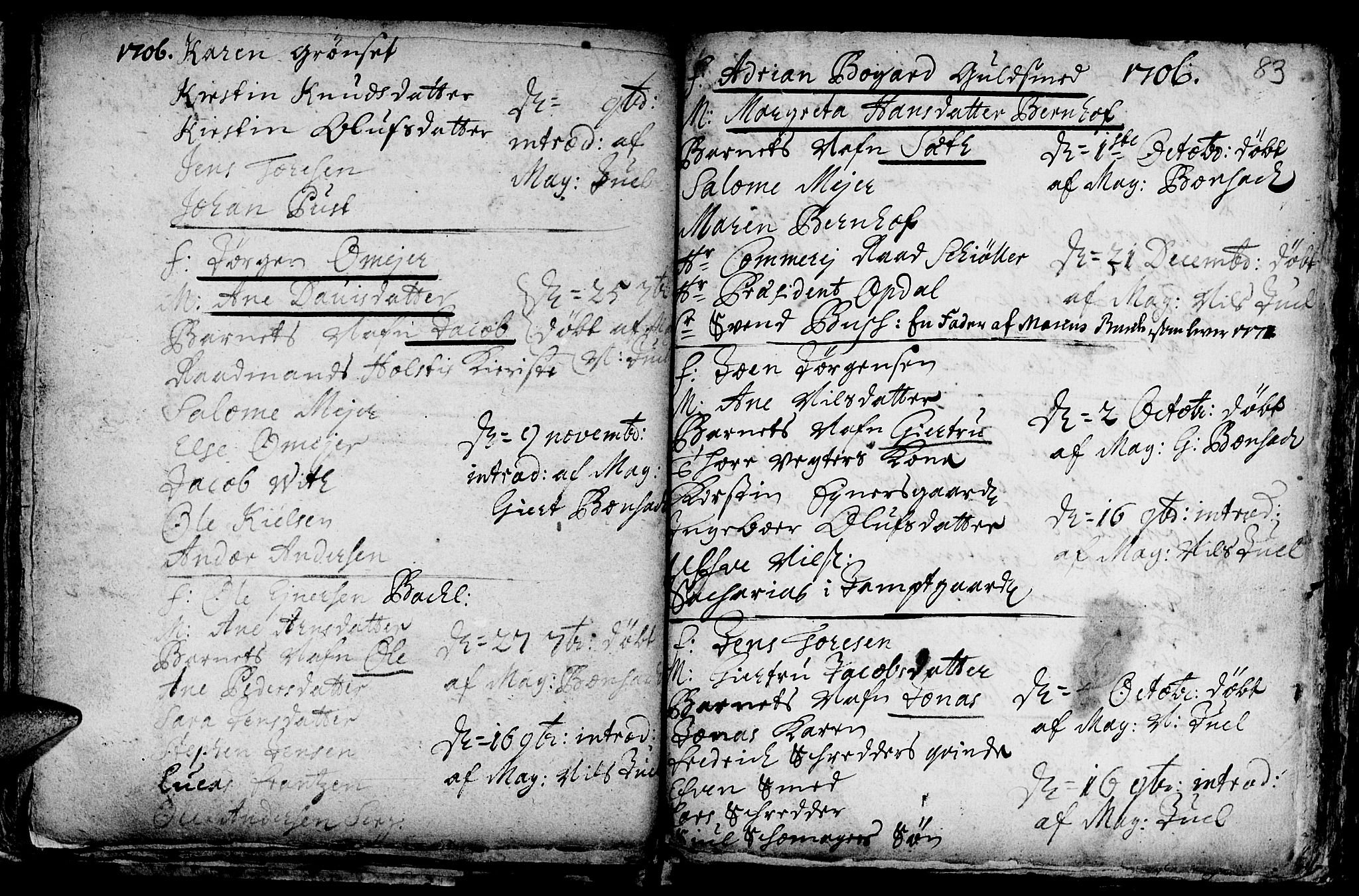 Ministerialprotokoller, klokkerbøker og fødselsregistre - Sør-Trøndelag, SAT/A-1456/601/L0034: Parish register (official) no. 601A02, 1702-1714, p. 83