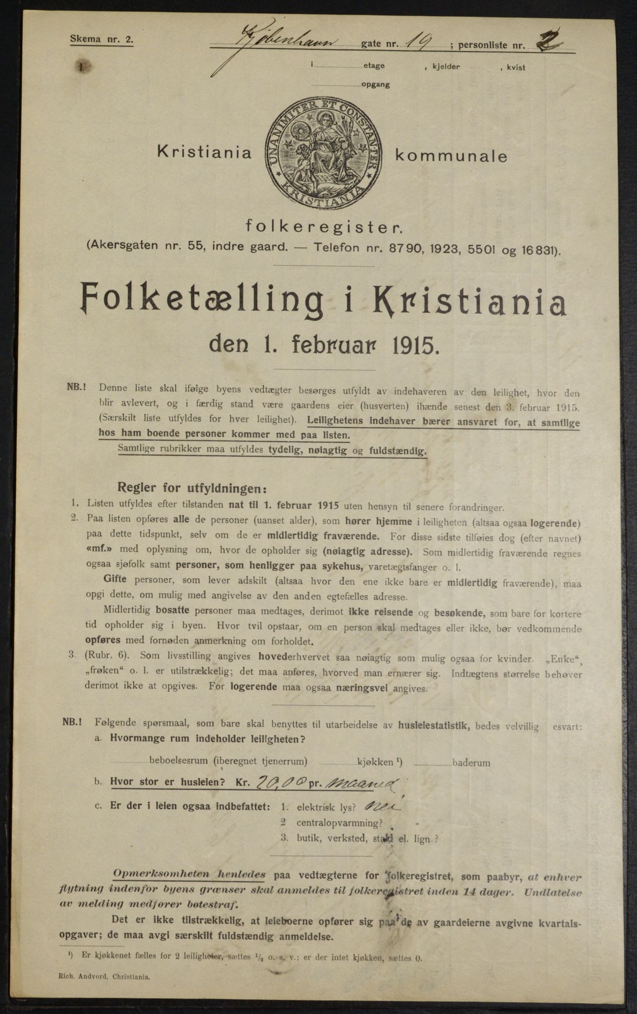 OBA, Municipal Census 1915 for Kristiania, 1915, p. 54783