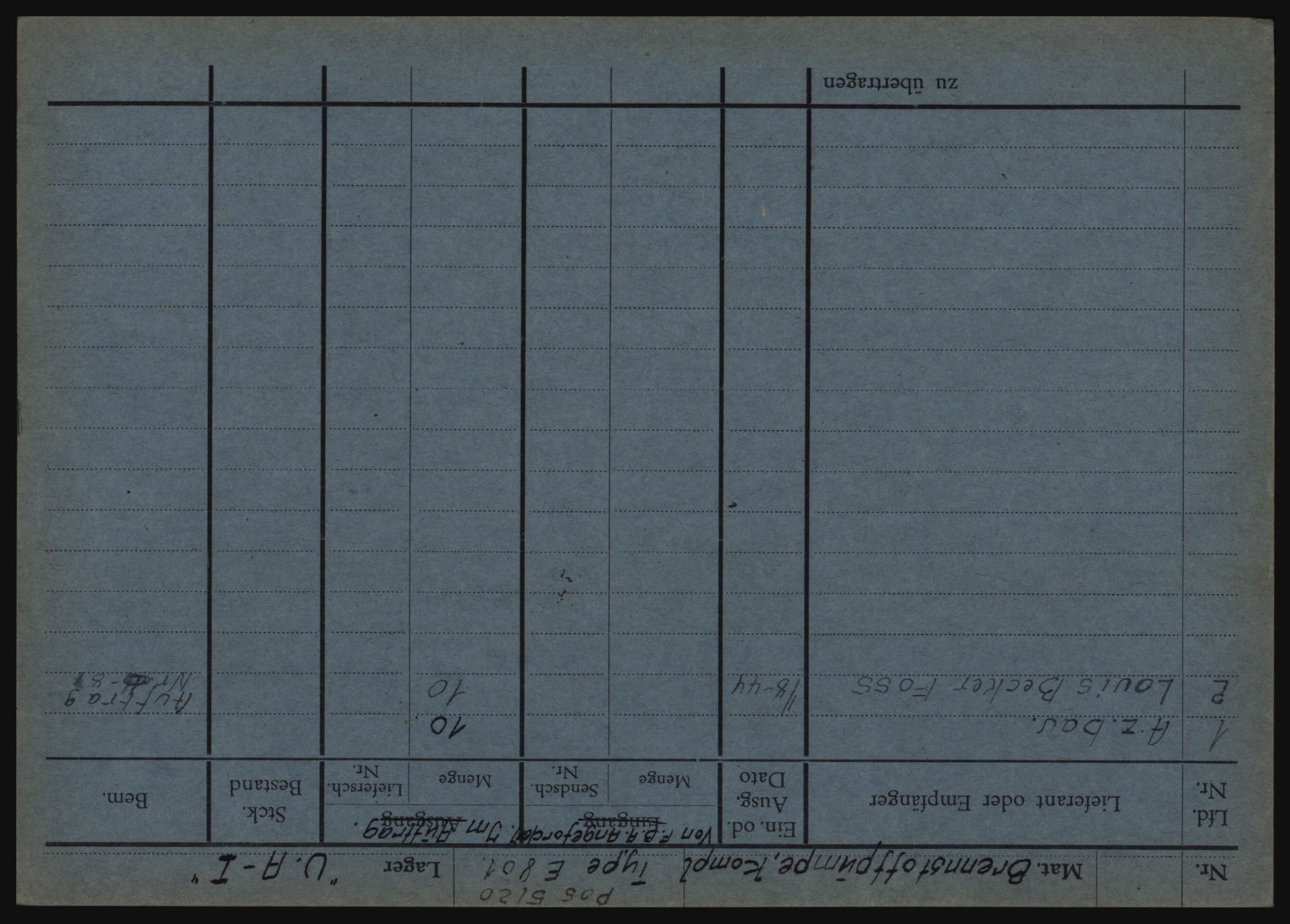 Tyske arkiver, Organisation Todt (OT), Einsatzgruppe Wiking, AV/RA-RAFA-2188/1/O/O12/L0002: Kartotek - Elektromaterial etc A-Z, 1940-1945, p. 35