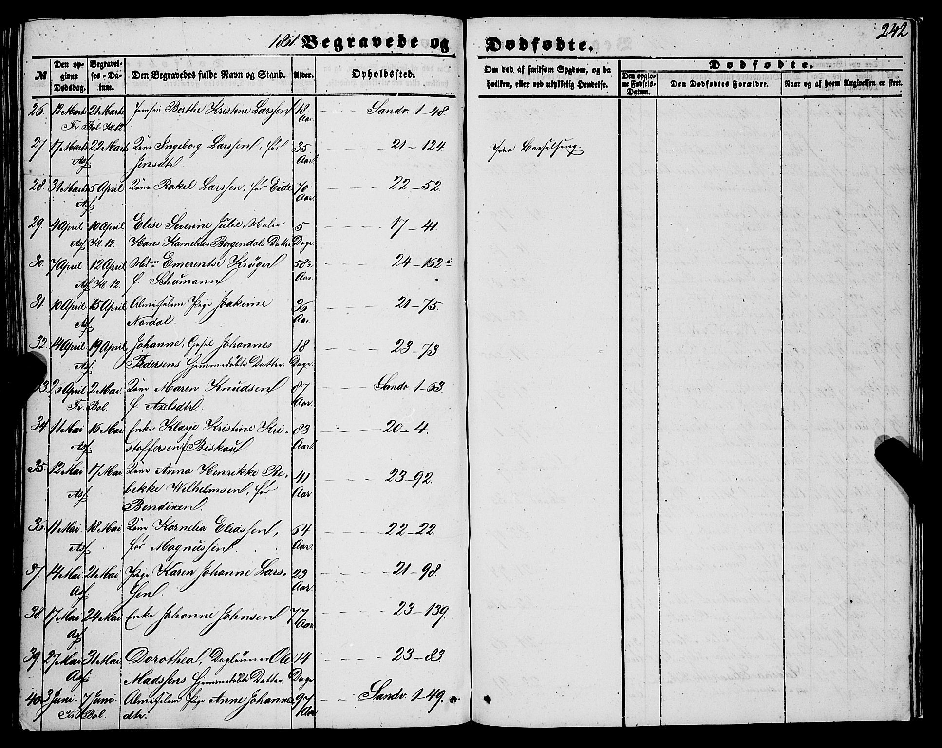 Korskirken sokneprestembete, AV/SAB-A-76101/H/Haa: Parish register (official) no. E 2, 1848-1862, p. 242