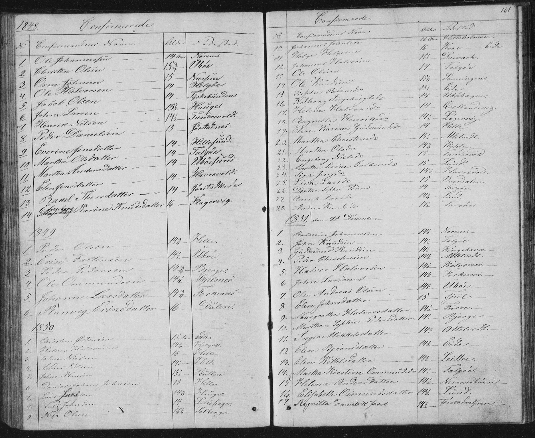 Nedstrand sokneprestkontor, SAST/A-101841/01/V: Parish register (copy) no. B 2, 1848-1933, p. 161