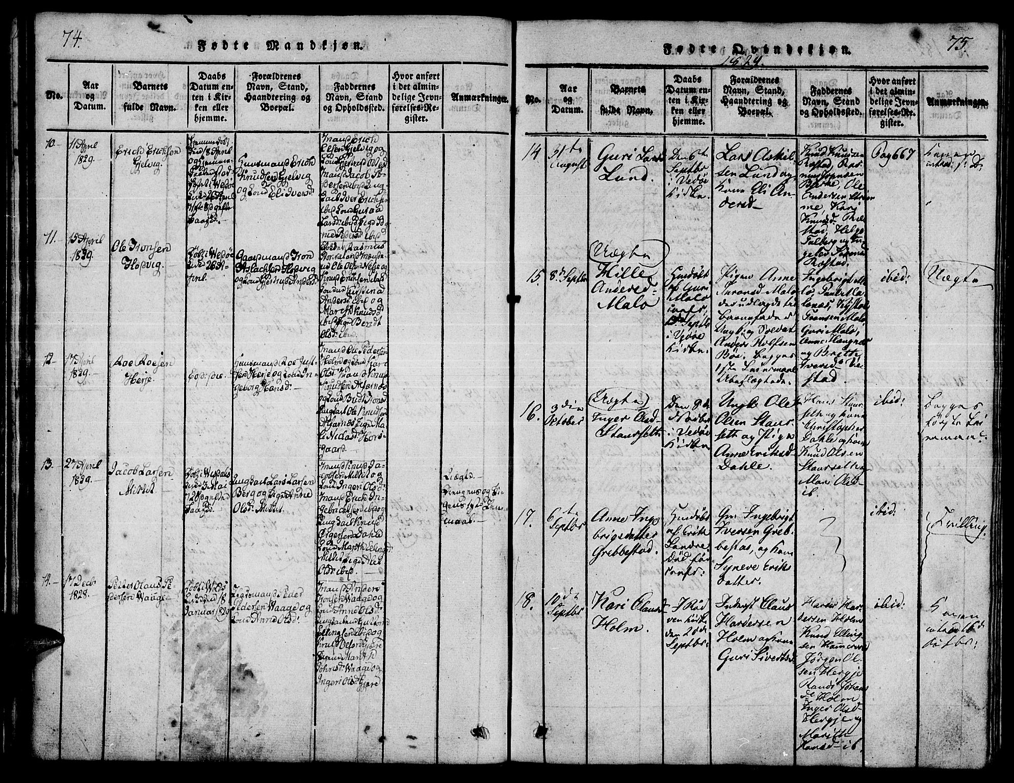 Ministerialprotokoller, klokkerbøker og fødselsregistre - Møre og Romsdal, AV/SAT-A-1454/547/L0602: Parish register (official) no. 547A04, 1818-1845, p. 74-75