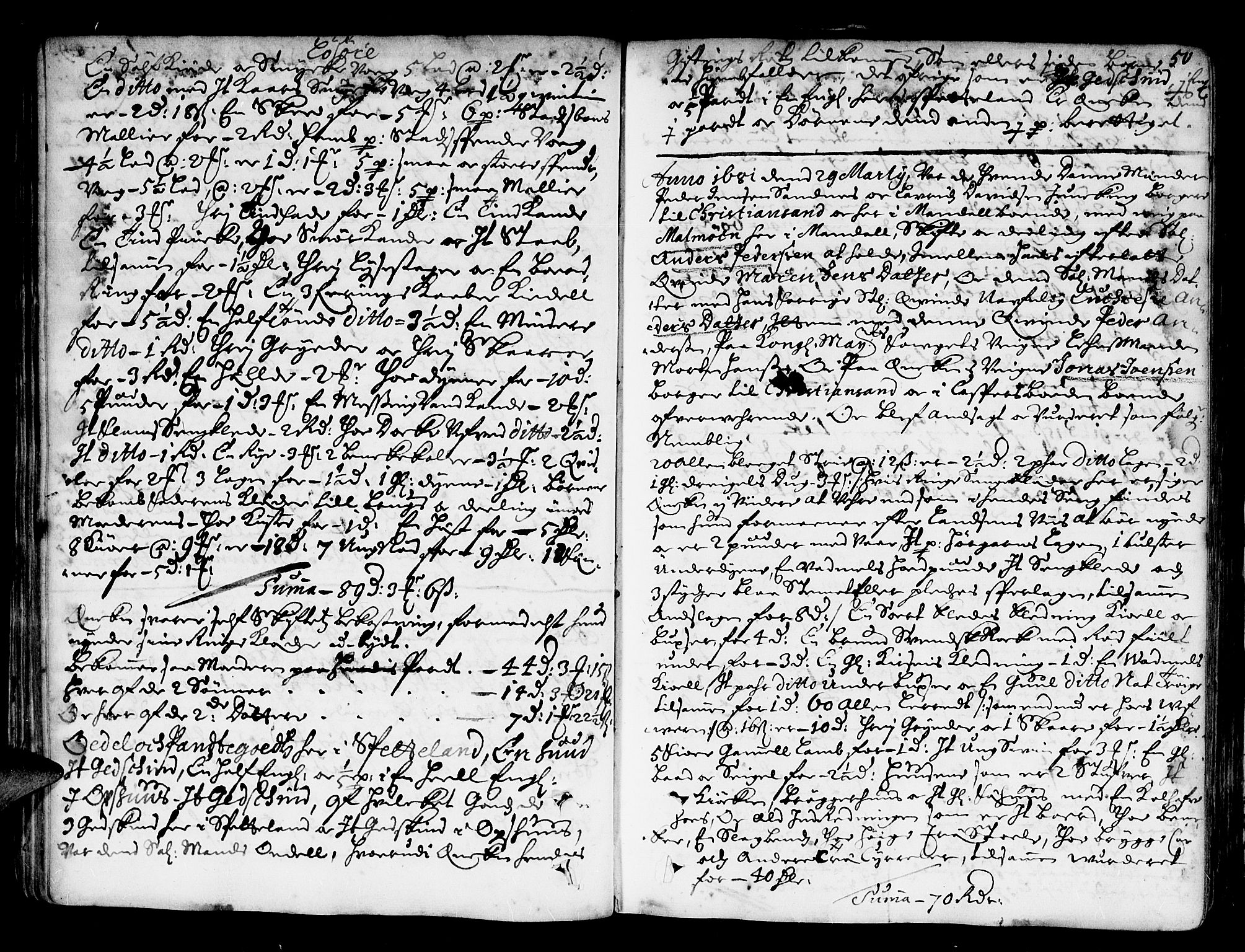Mandal sorenskriveri, SAK/1221-0005/001/H/Hc/L0002: Skifteprotokoll nr 2 med register, 1677-1689, p. 49b-50a