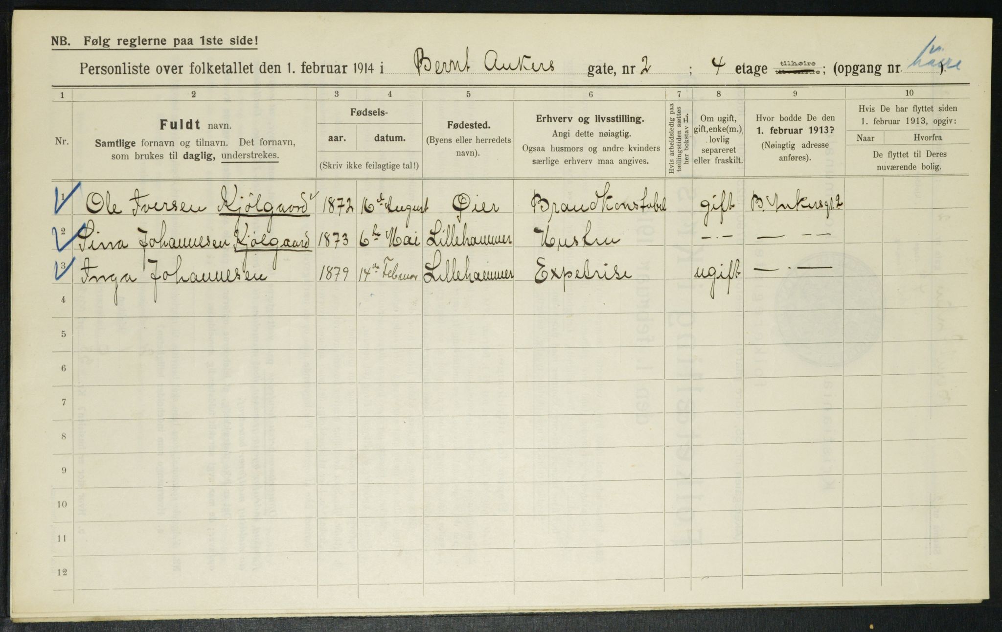 OBA, Municipal Census 1914 for Kristiania, 1914, p. 4567