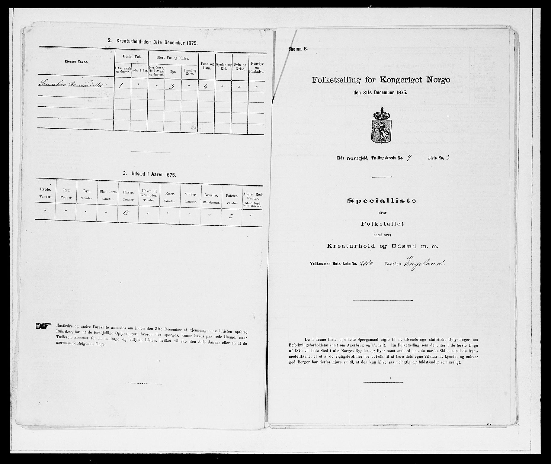 SAB, 1875 Census for 1443P Eid, 1875, p. 354