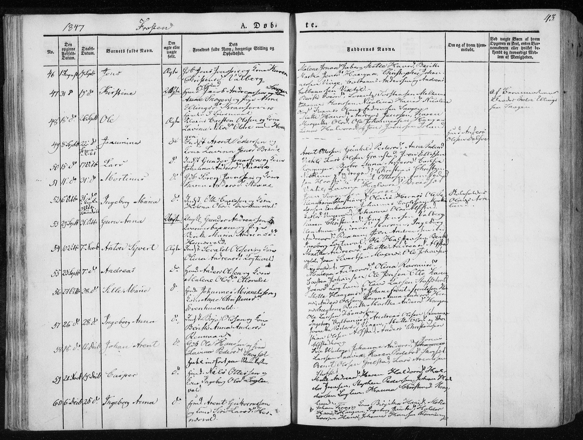 Ministerialprotokoller, klokkerbøker og fødselsregistre - Nord-Trøndelag, SAT/A-1458/713/L0115: Parish register (official) no. 713A06, 1838-1851, p. 43