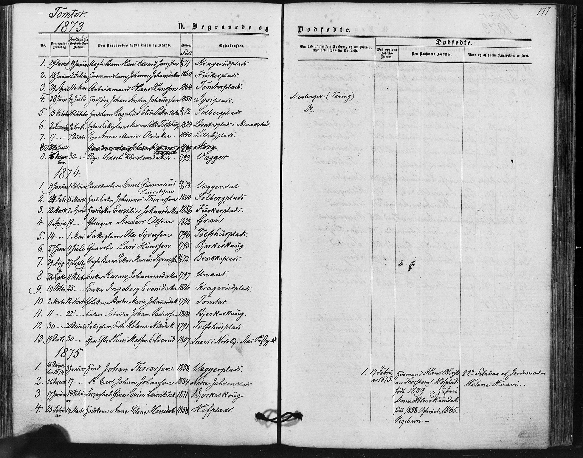 Hobøl prestekontor Kirkebøker, SAO/A-2002/F/Fa/L0004: Parish register (official) no. I 4, 1865-1877, p. 177