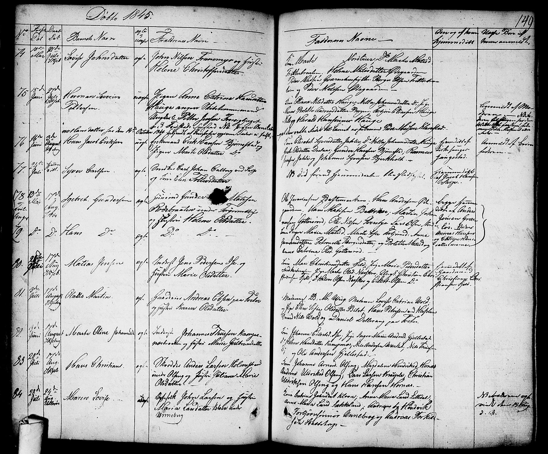 Skjeberg prestekontor Kirkebøker, AV/SAO-A-10923/F/Fa/L0005: Parish register (official) no. I 5, 1830-1845, p. 149