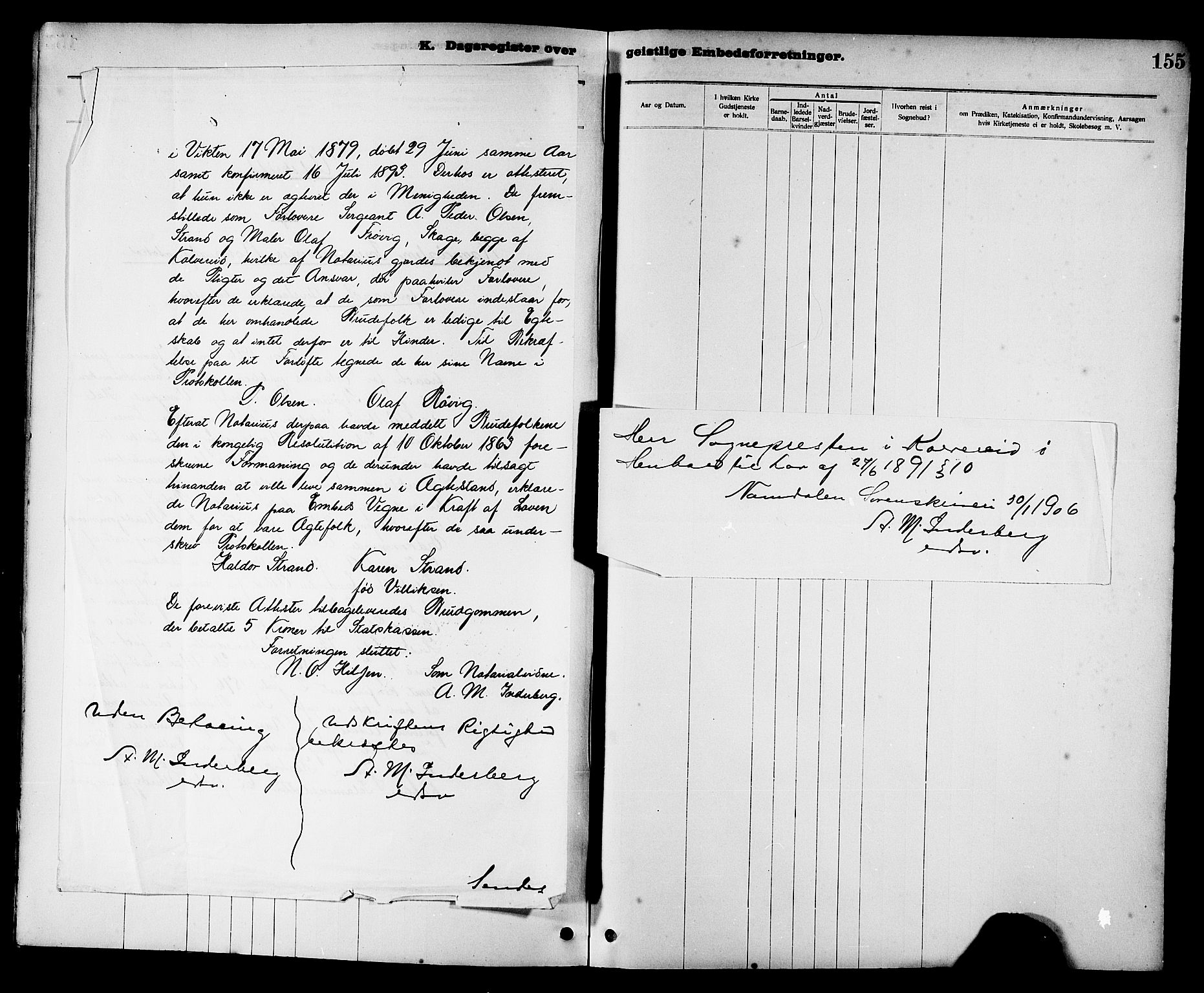 Ministerialprotokoller, klokkerbøker og fødselsregistre - Nord-Trøndelag, AV/SAT-A-1458/780/L0652: Parish register (copy) no. 780C04, 1899-1911, p. 155