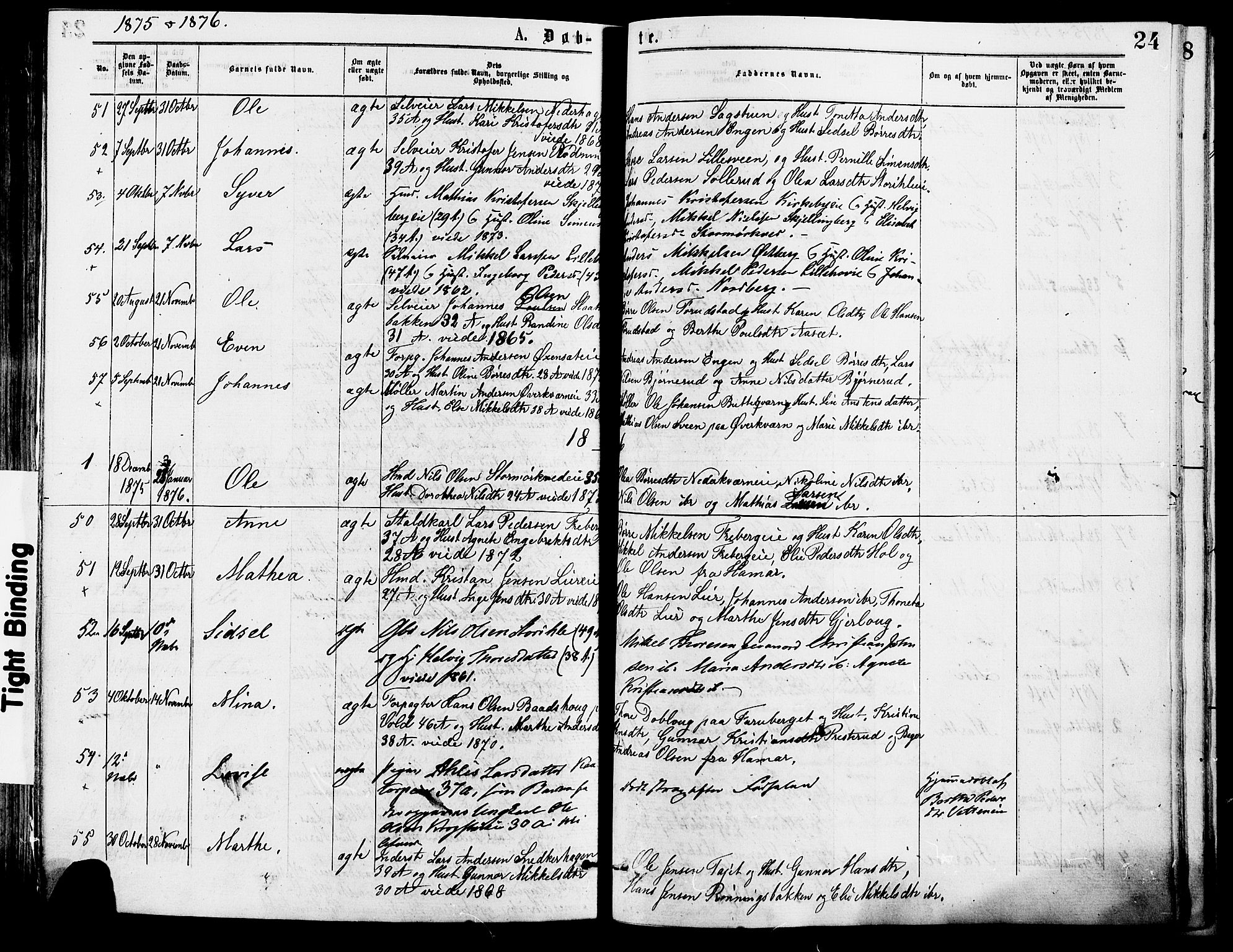 Vang prestekontor, Hedmark, SAH/PREST-008/H/Ha/Haa/L0013: Parish register (official) no. 13, 1855-1879, p. 24