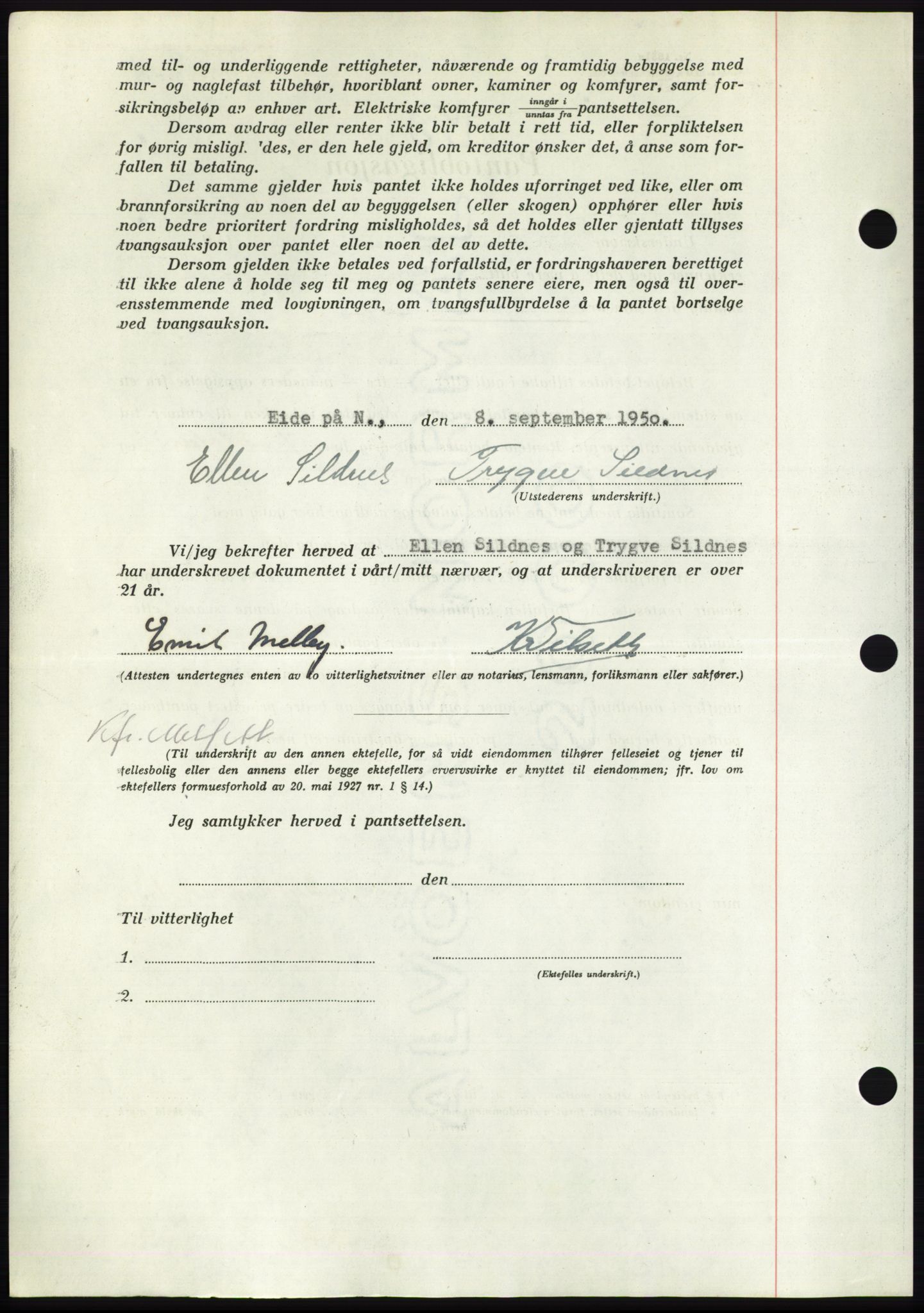 Nordmøre sorenskriveri, AV/SAT-A-4132/1/2/2Ca: Mortgage book no. B106, 1950-1950, Diary no: : 3029/1950