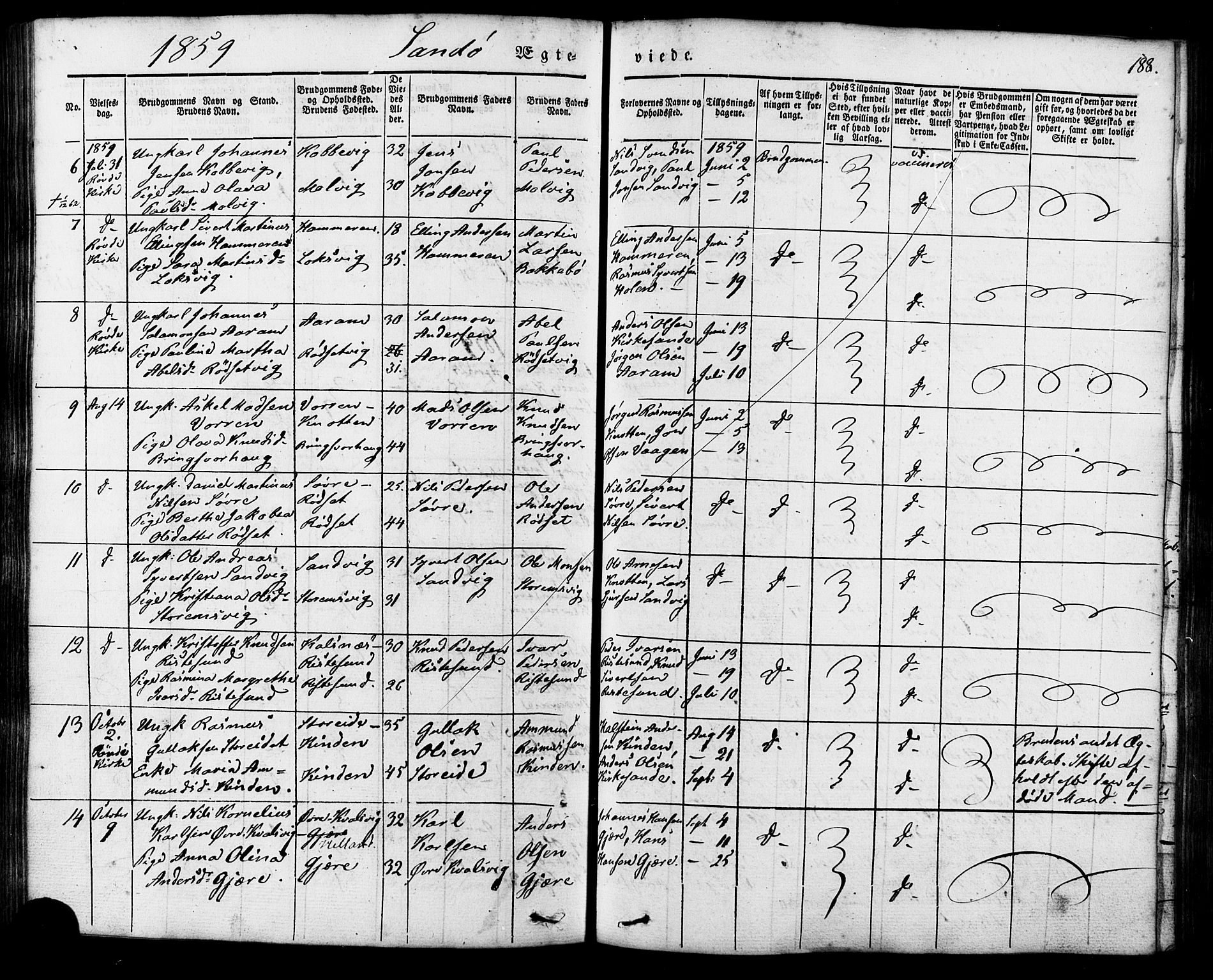 Ministerialprotokoller, klokkerbøker og fødselsregistre - Møre og Romsdal, AV/SAT-A-1454/503/L0034: Parish register (official) no. 503A02, 1841-1884, p. 188