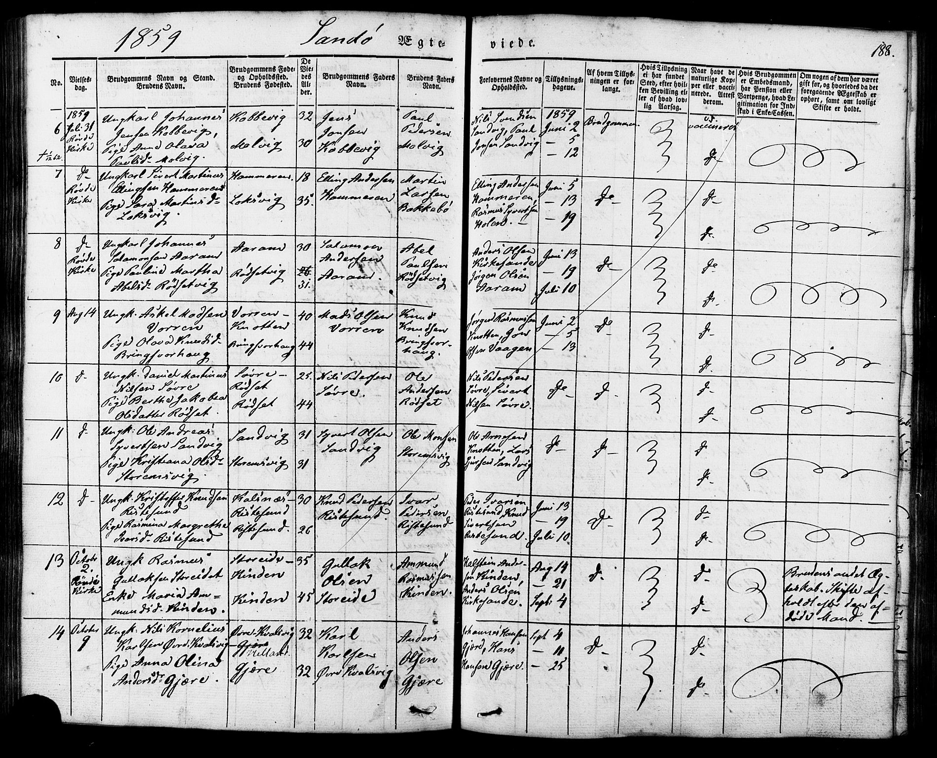 Ministerialprotokoller, klokkerbøker og fødselsregistre - Møre og Romsdal, AV/SAT-A-1454/503/L0034: Parish register (official) no. 503A02, 1841-1884, p. 188