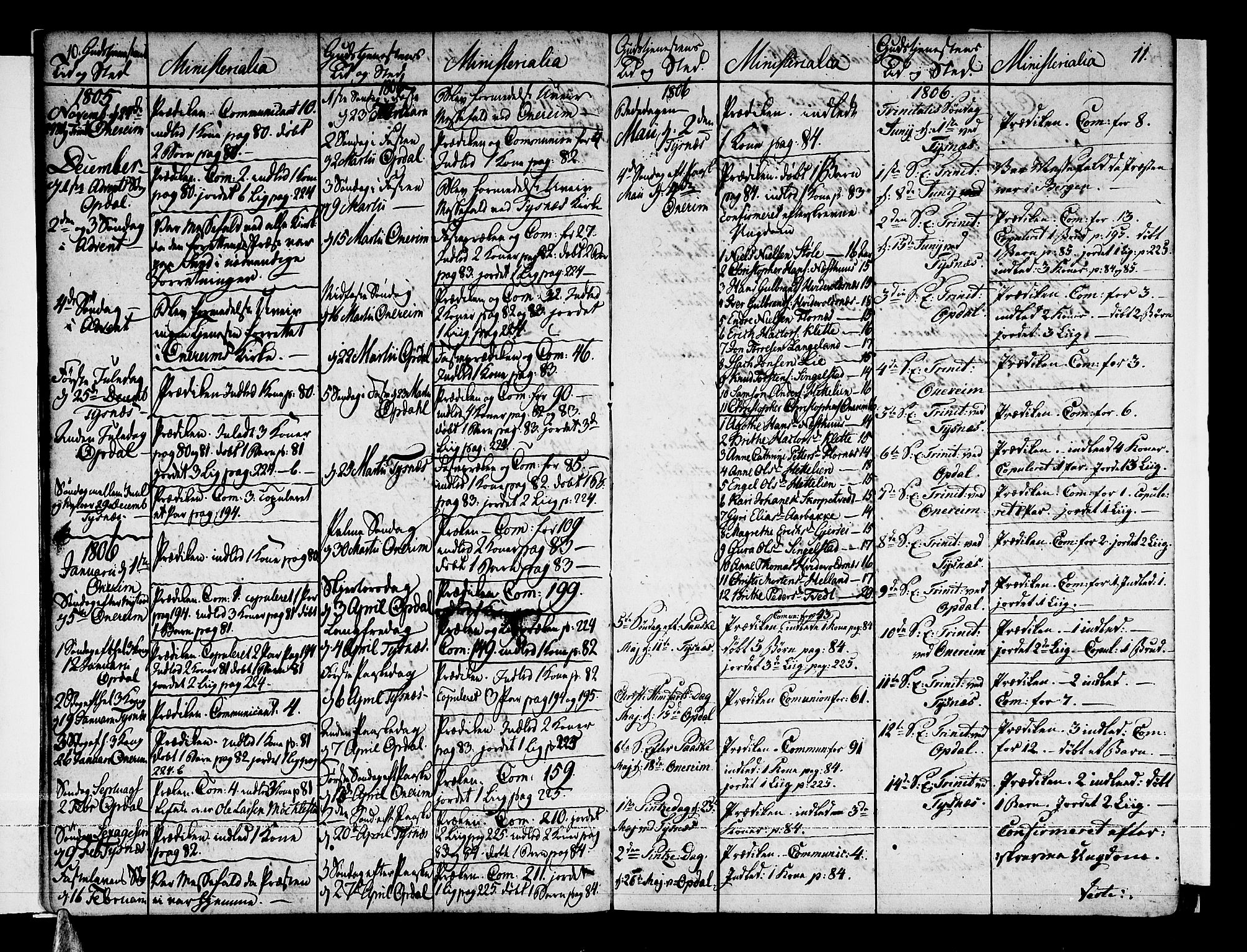 Tysnes sokneprestembete, SAB/A-78601/H/Haa: Parish register (official) no. A 6, 1804-1816, p. 10-11